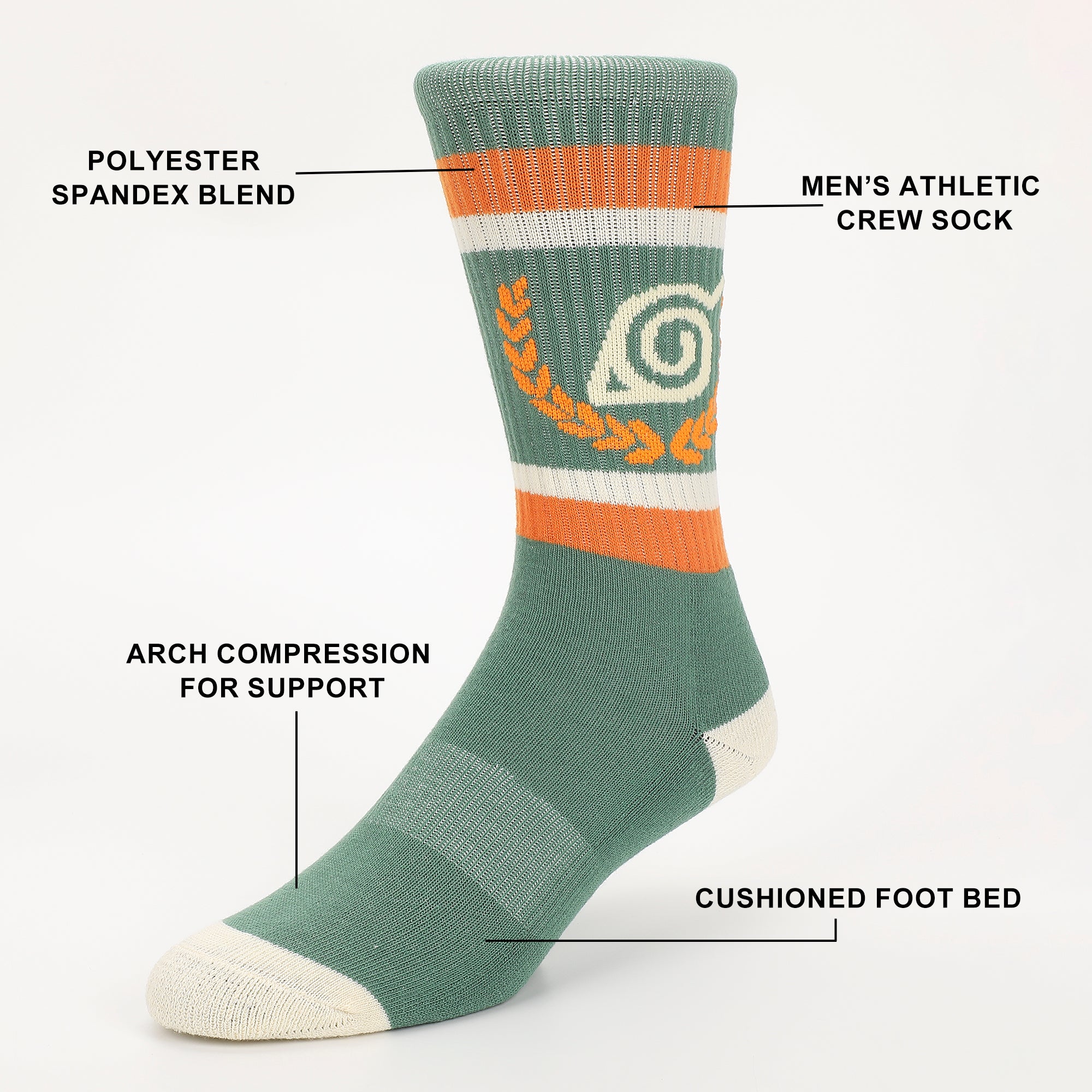 Naurto Uzumaki Leaf and Ichiraku Striped Mens Athletic Crew Socks