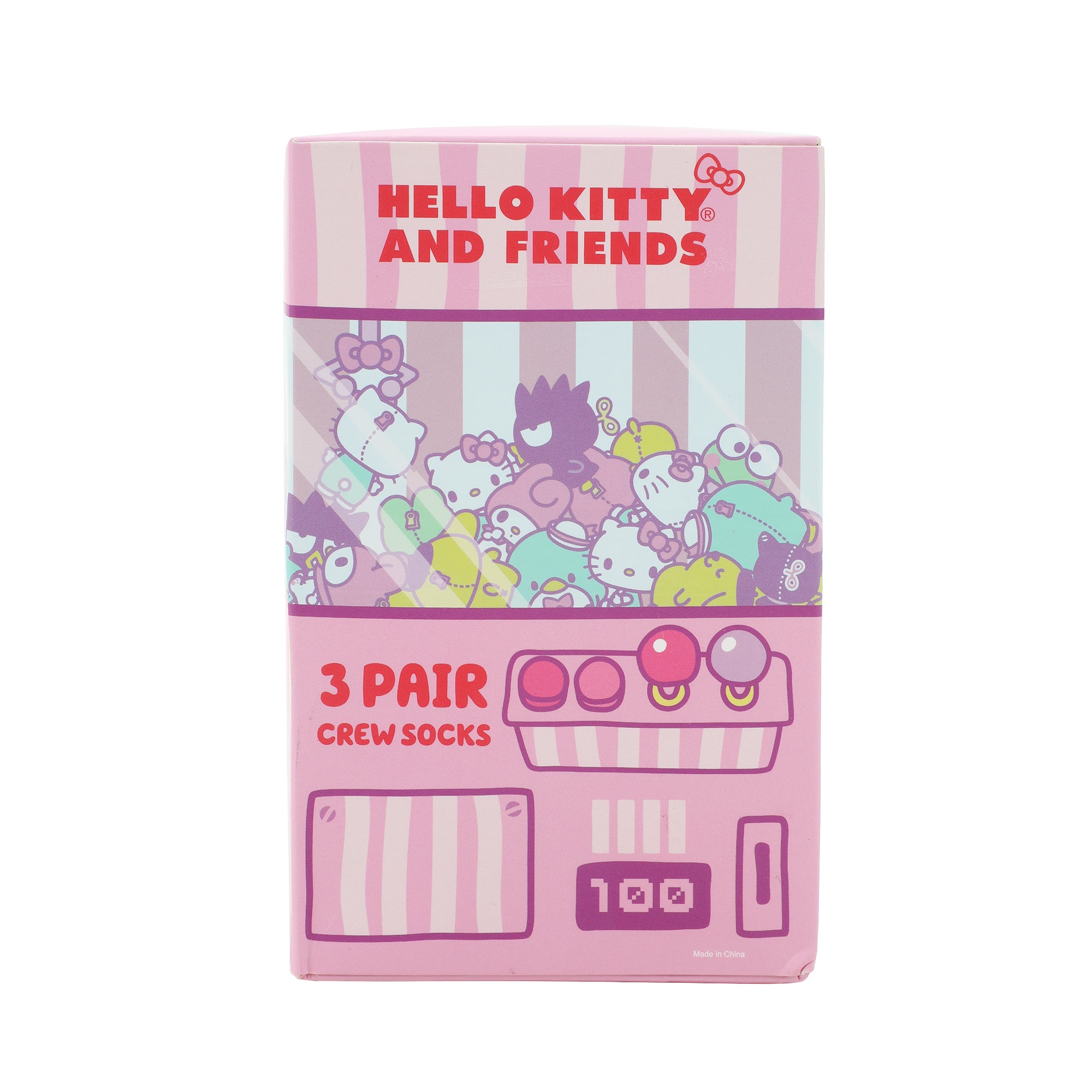 Hello Kitty & Friends Character Art Adult 3-Pair Casual Crew Socks Box Set