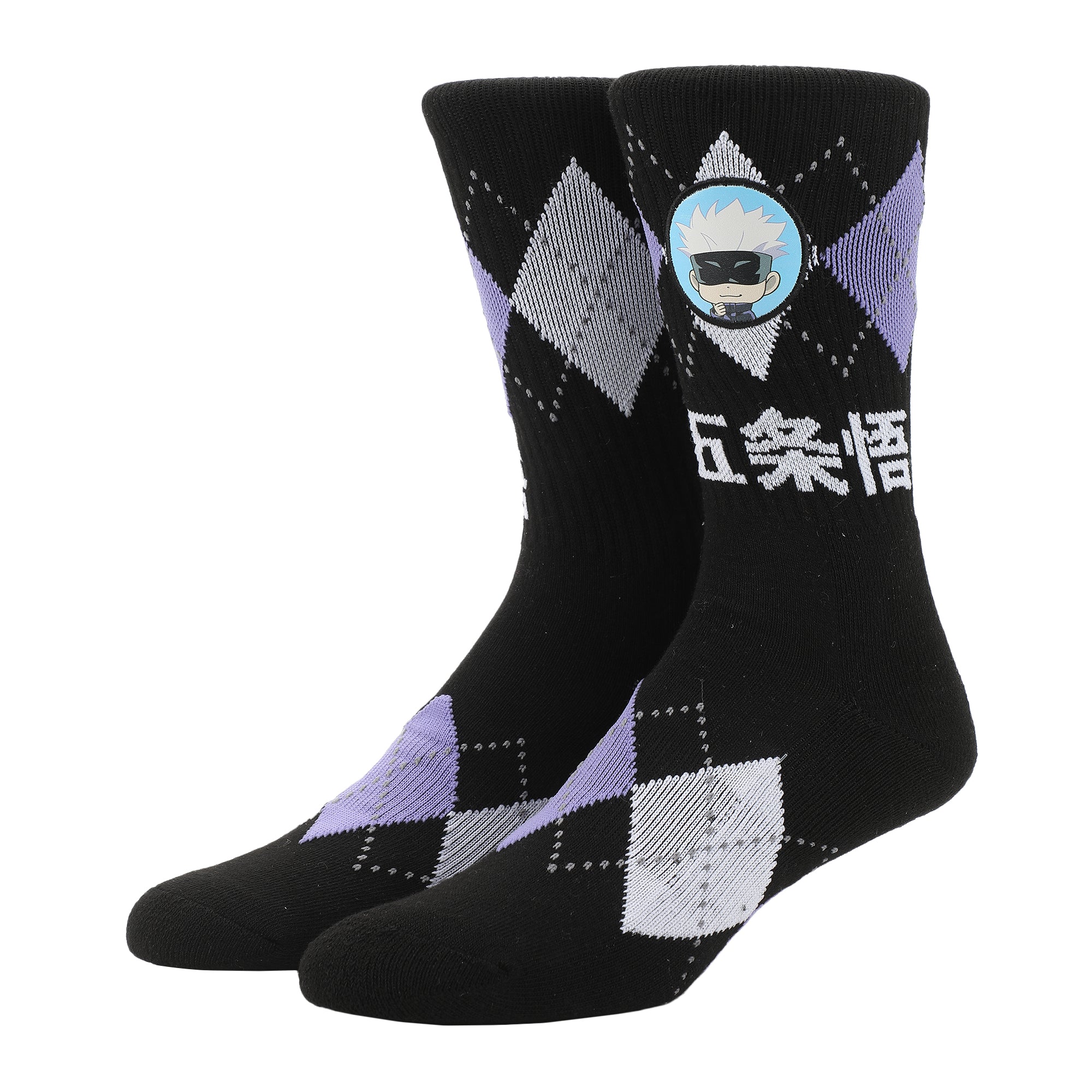 Jujutsu Kaisen Chibi Satoru Gojo Adult Black Athletic Crew Socks-OSFA