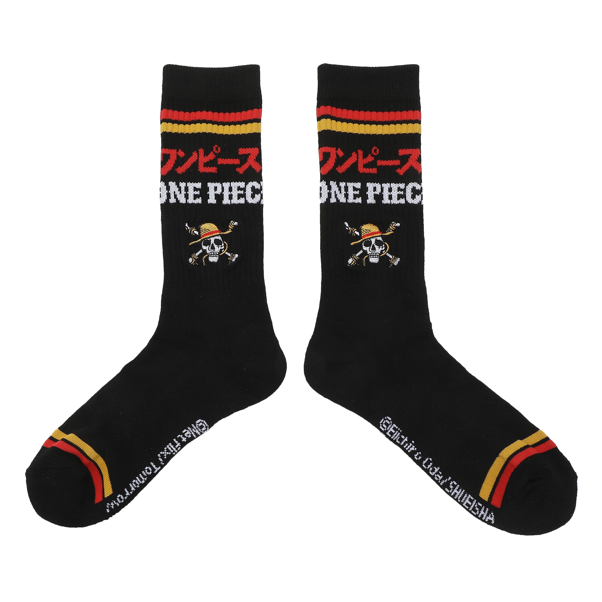 One Piece Live Action Straw Hat Pirates Logo Men's Black Athletic Crew Socks