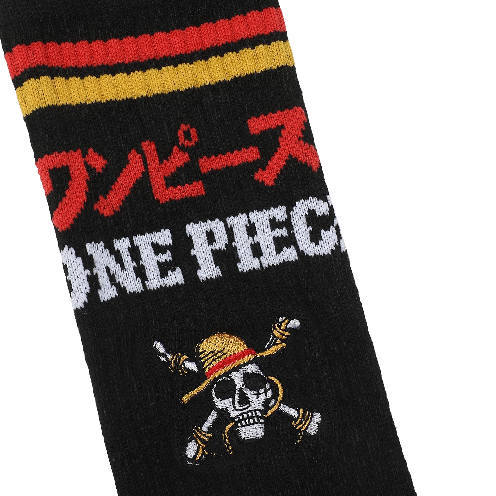 One Piece Live Action Straw Hat Pirates Logo Men's Black Athletic Crew Socks