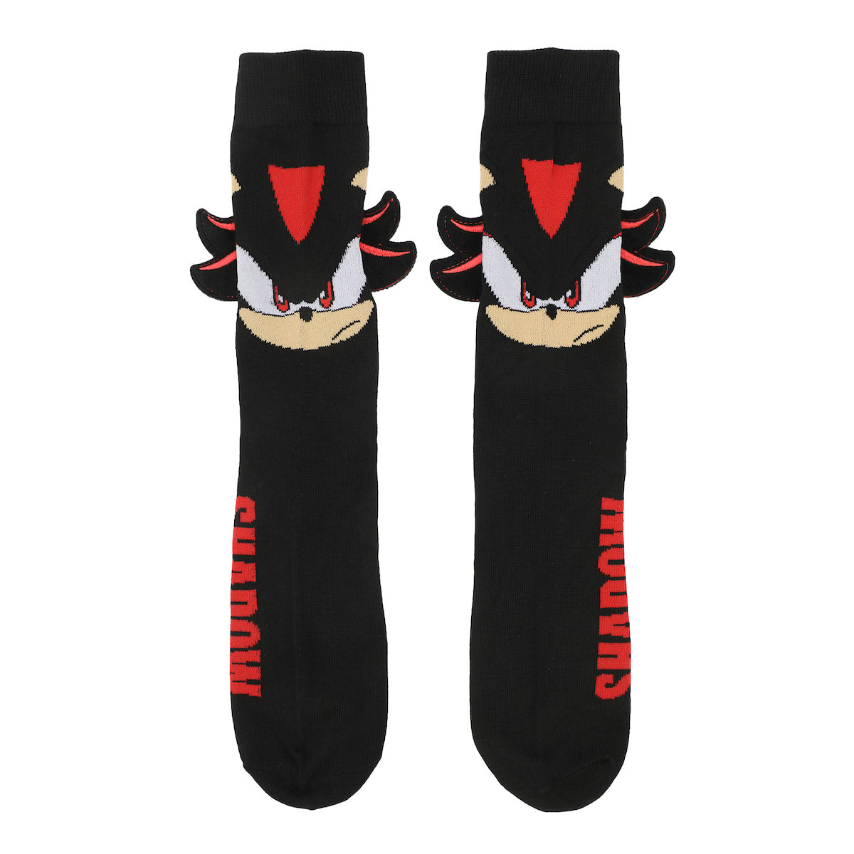 Sonic The Hedgehog Felt Shadow Attachment Adult Black Casual Crew Socks