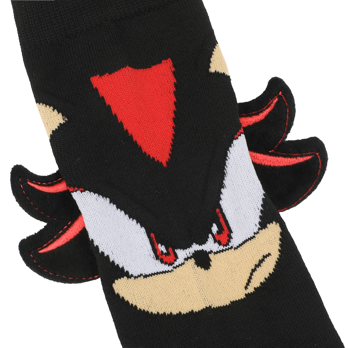Sonic The Hedgehog Felt Shadow Attachment Adult Black Casual Crew Socks
