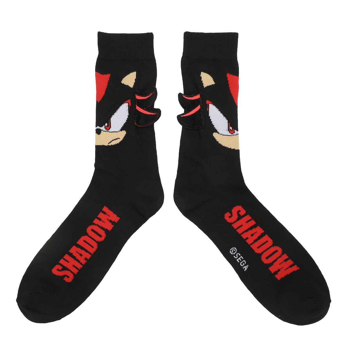 Sonic The Hedgehog Felt Shadow Attachment Adult Black Casual Crew Socks