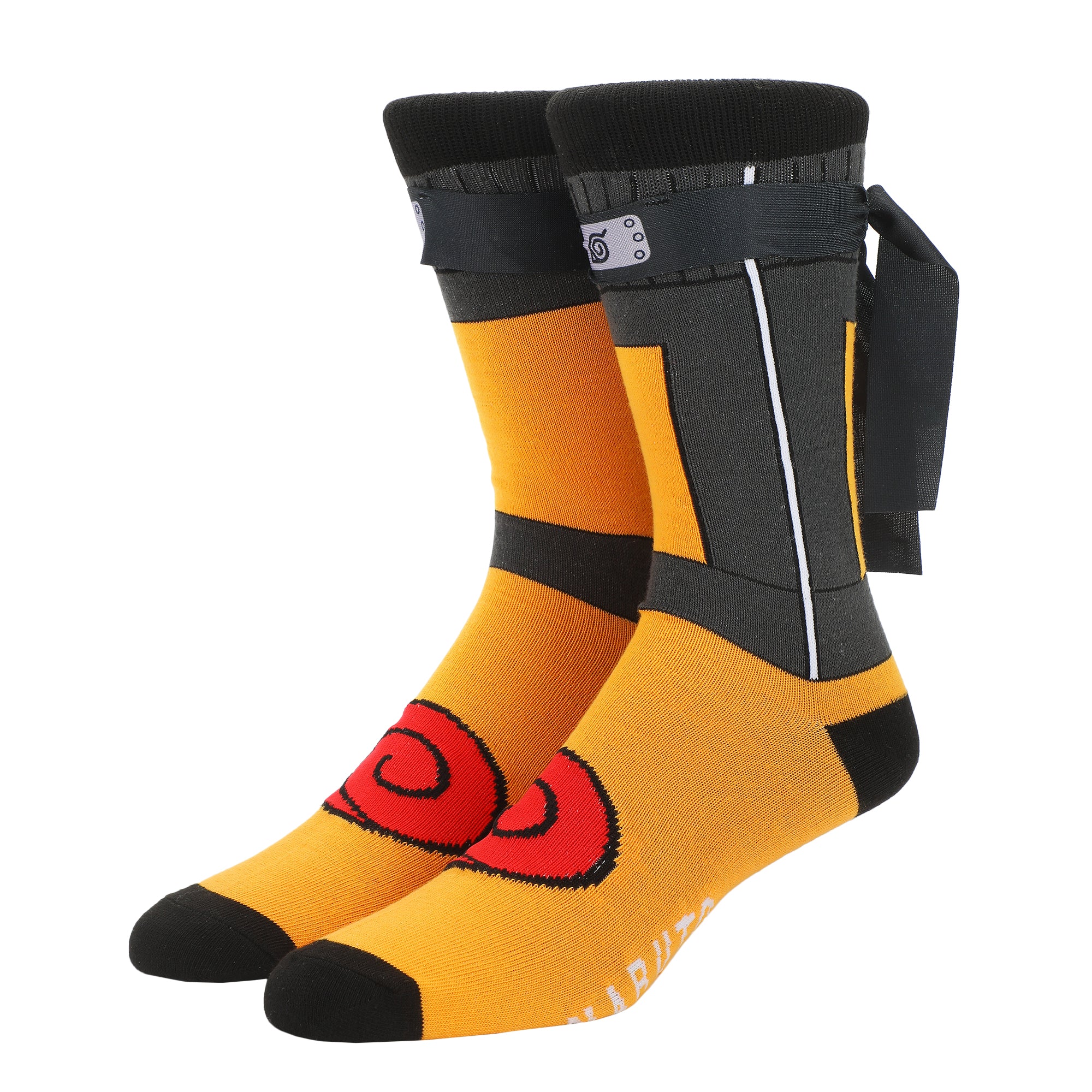 Naruto Shippuden Naruto Outfit Men's Casual Crew Socks With Attached Novelty Headbands