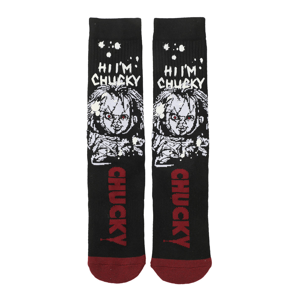 Chucky UV Color Change Hi I'm Chucky Men's Black Athletic Crew Socks