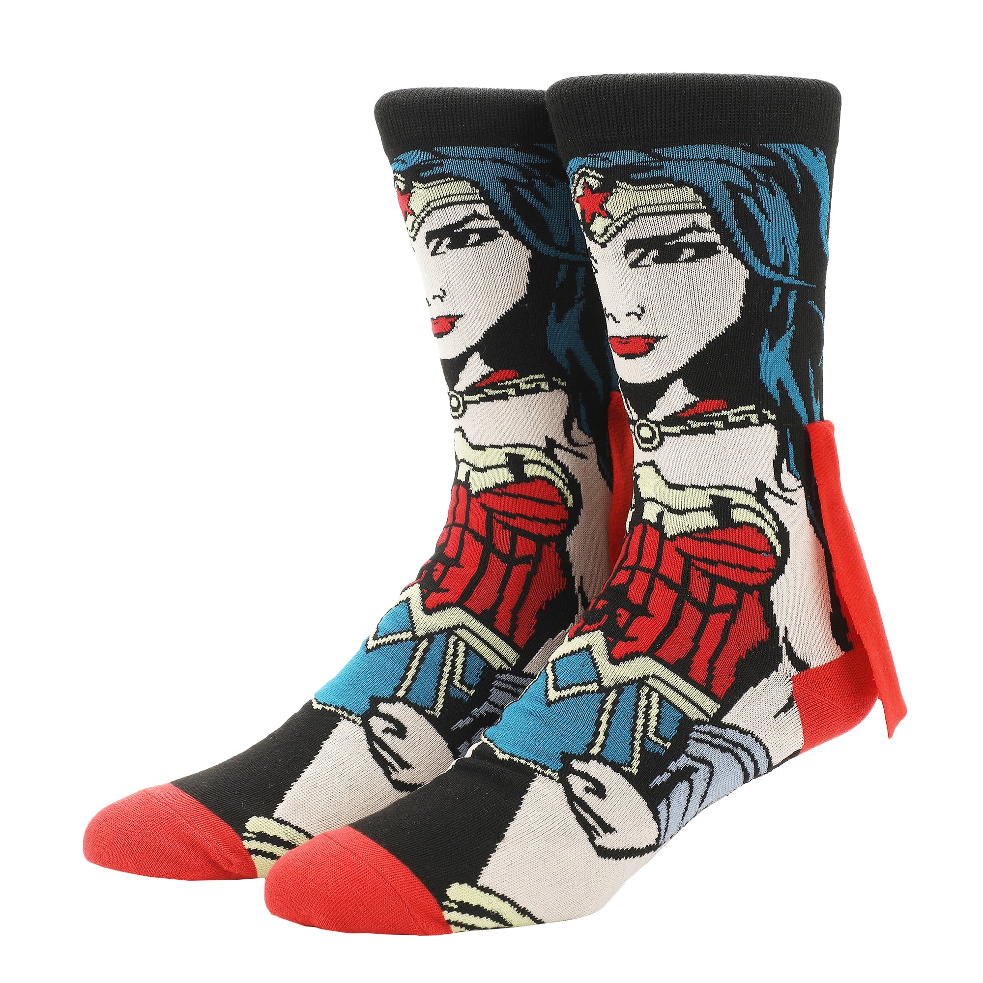 Wonder Women Adult Casual Crew Socks With Cape Attachments -OSFA