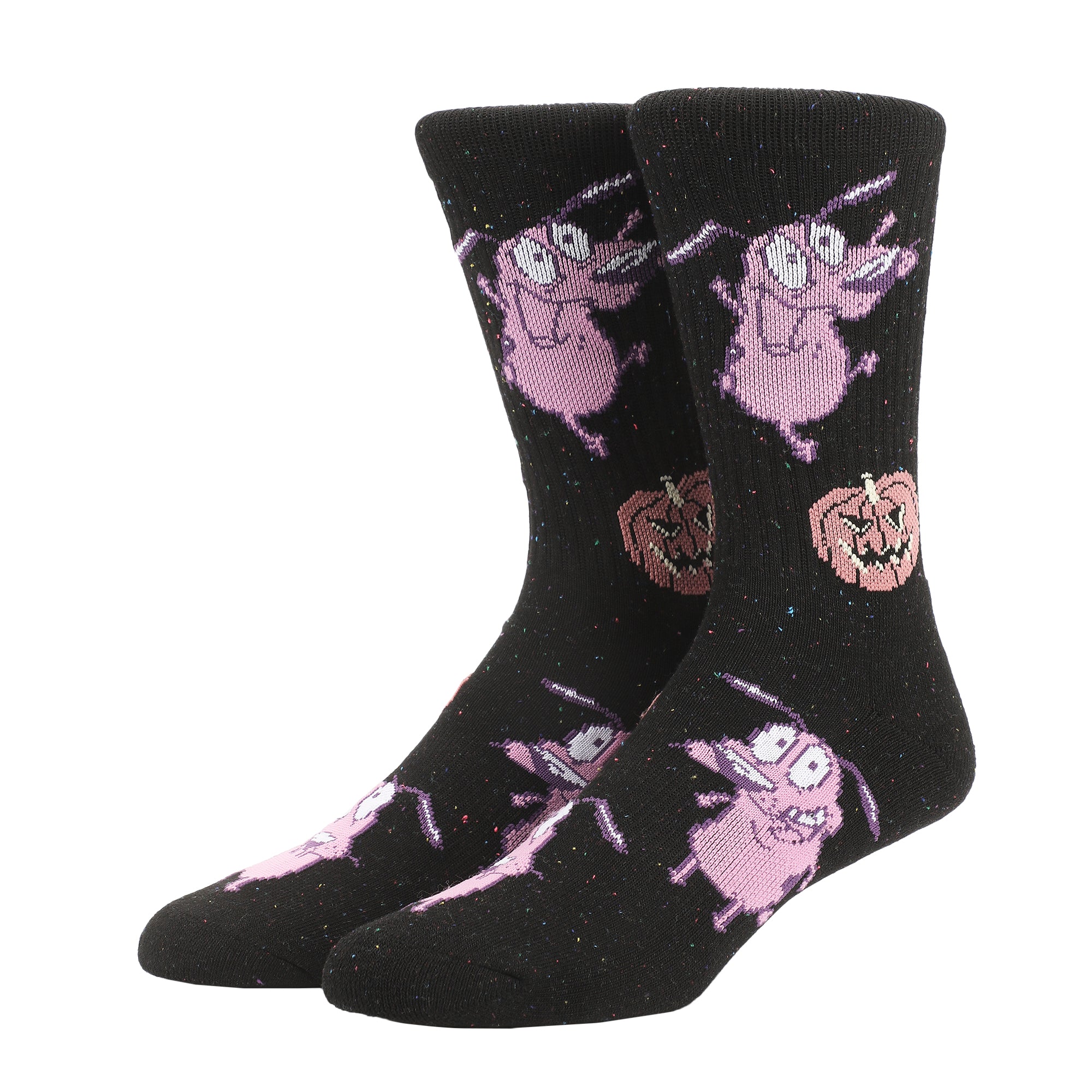 Courage The Cowardly Dog Mixed Character Art Pumpkin AOP Mens Athletic Crew Socks