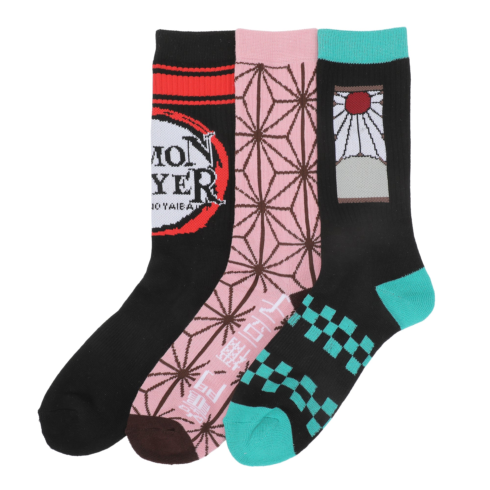 Demon Slayer Character Patterns Men's 3-Pair Pack Athletic Crew Socks