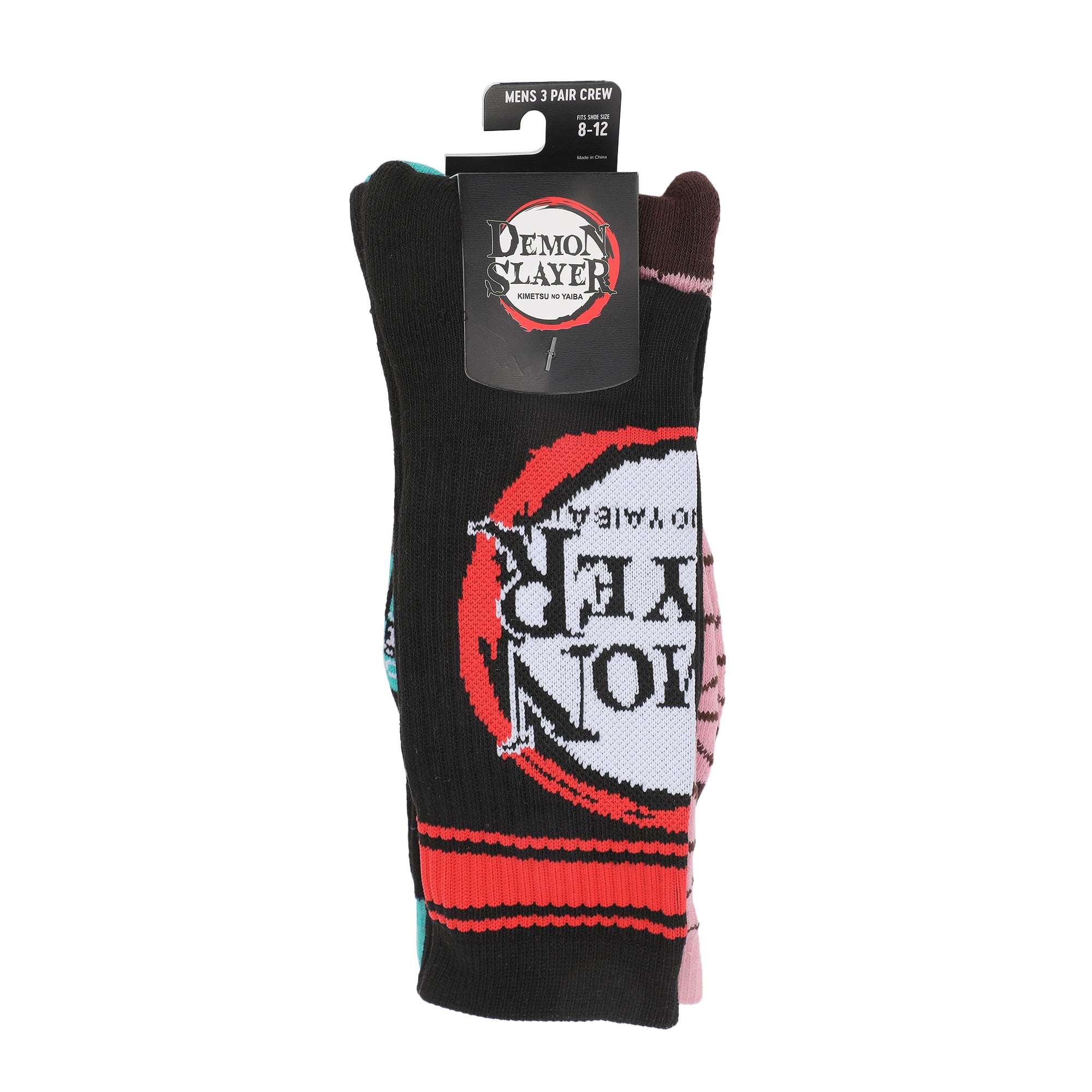 Demon Slayer Character Patterns Men's 3-Pair Pack Athletic Crew Socks
