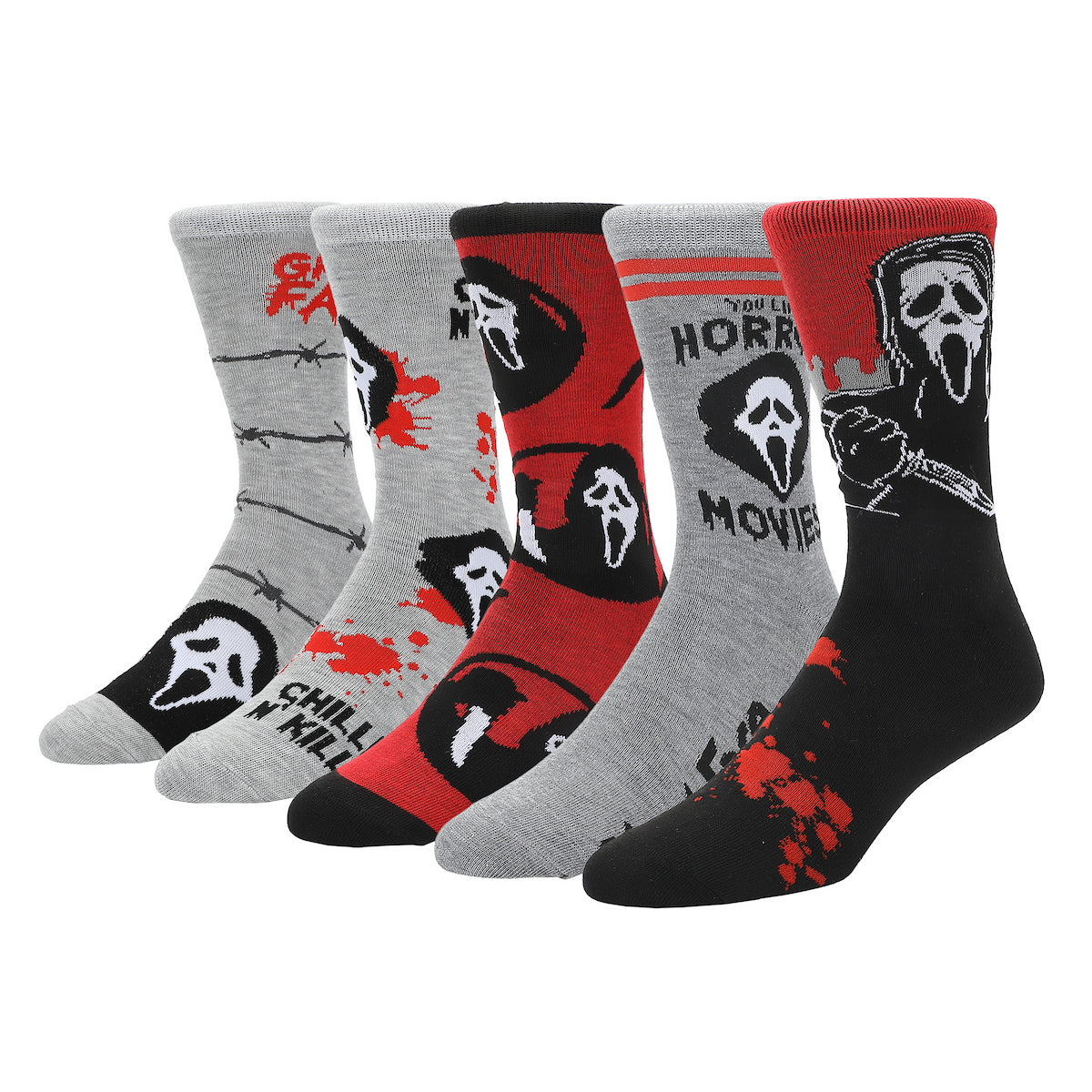 Ghostface You Like Horror Movies? Character Art And Icons Men's 5-Pack Casual Crew Socks