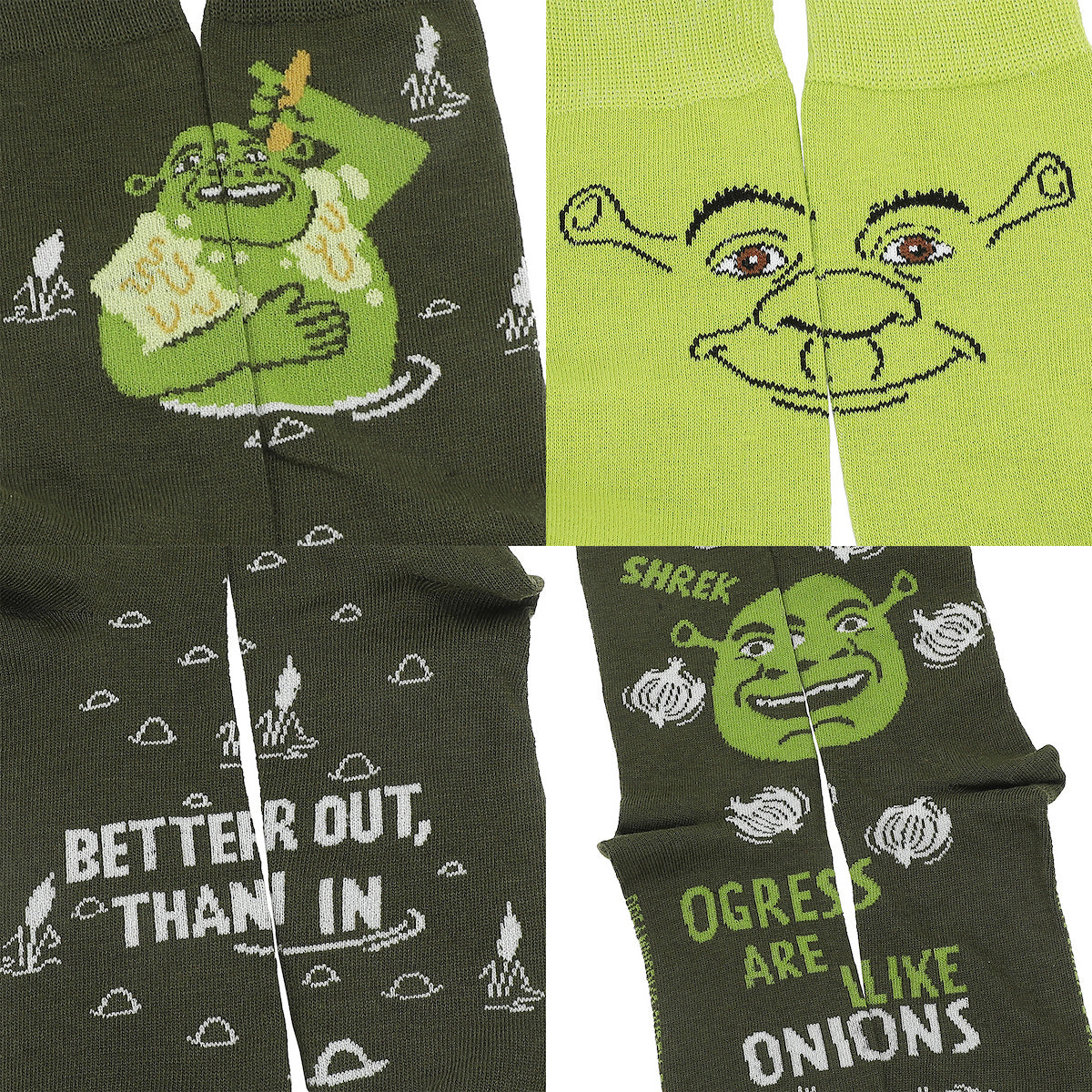 Shrek Mixed Character and Icons Men's 5-Pack Casual Crew Socks