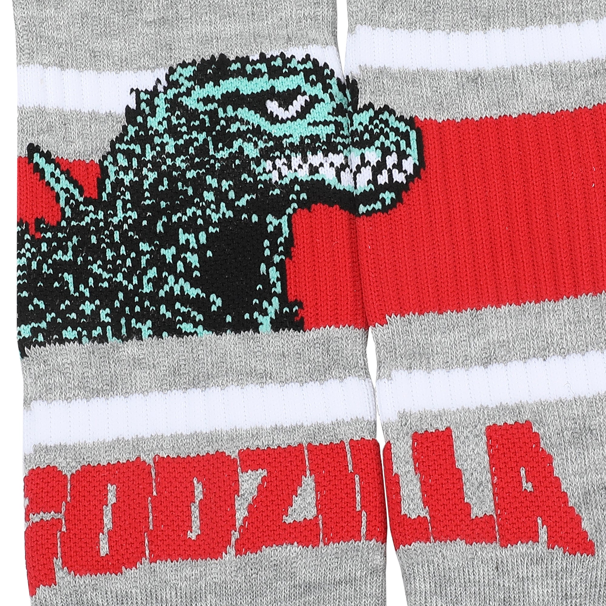 Godzilla Monster & Name Text Men's Gray Athletic Crew Socks