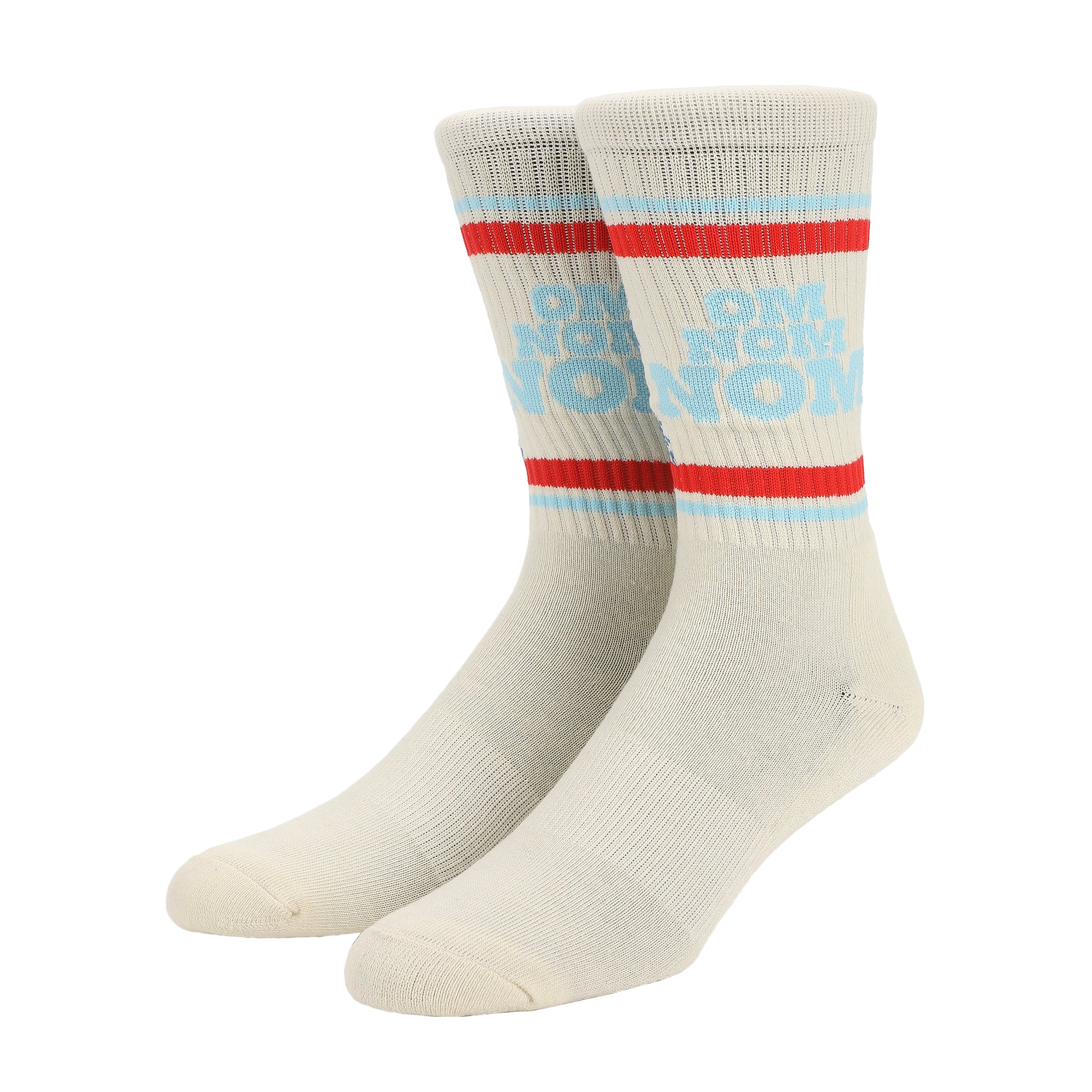 Sesame Street Om Nom Nom Striped Mens Athletic Crew Socks