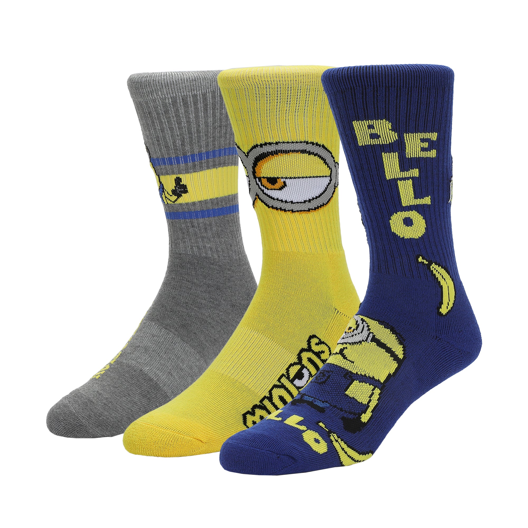 Minions Favorite Characters Men's Athletic Crew Socks (Pack of 3)