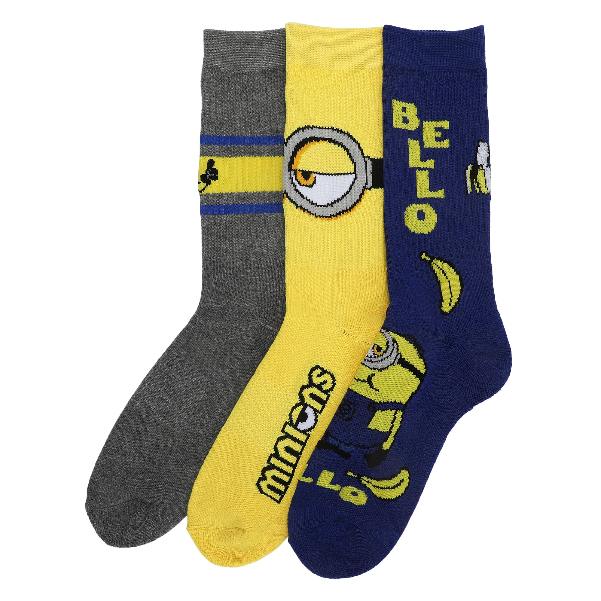 Minions Favorite Characters Men's Athletic Crew Socks (Pack of 3)