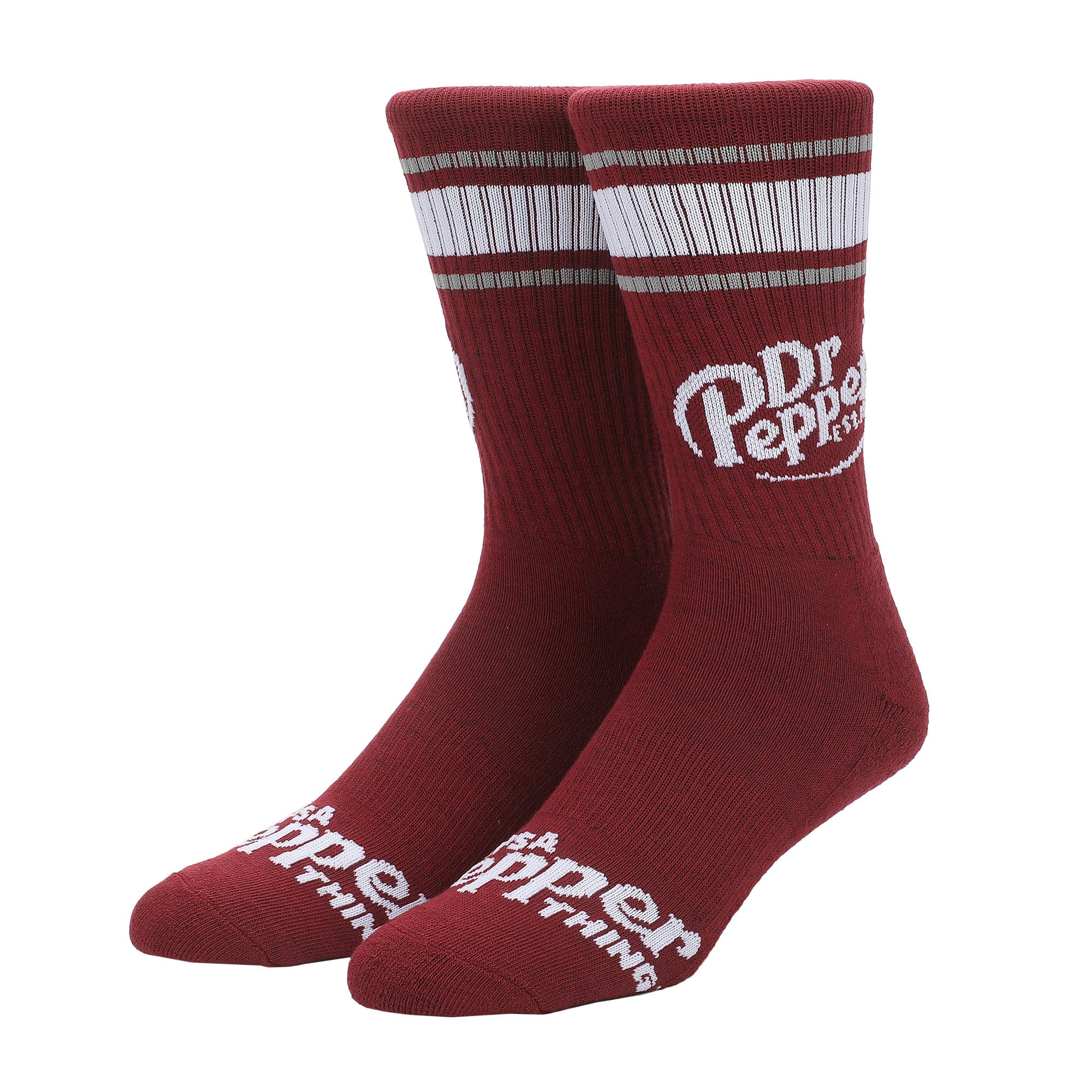 Dr Pepper Classic Logo Maroon Men's Athletic Crew Socks