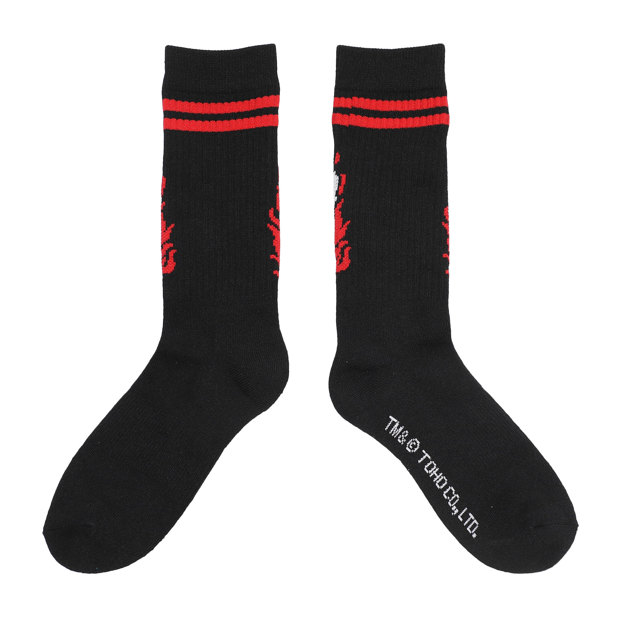 Godzilla Flaming Monster Men's Black Casual Crew Socks