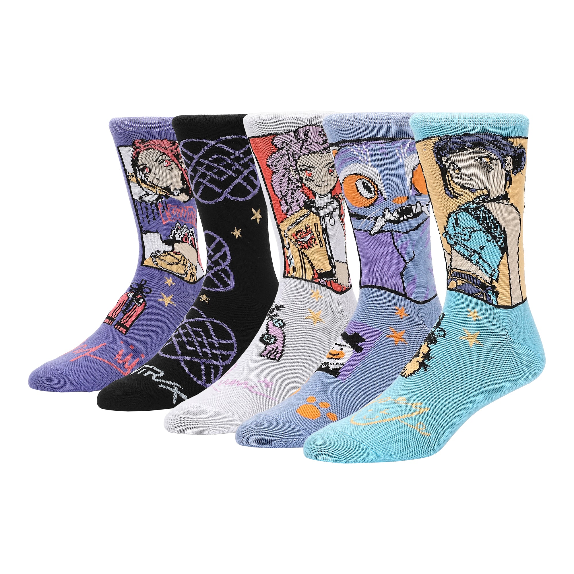 KPop Demon Hunters Hunter/X & Derpy 5-Pair Pack Casual Crew Socks