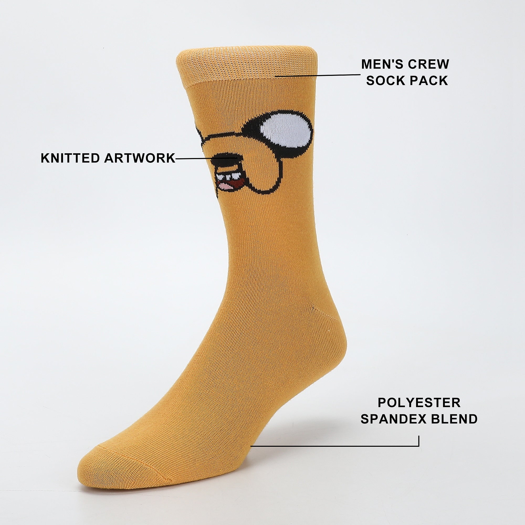 Adventure Time Finn Jake & BMO Men’s 5-Pair Pack Crew Socks