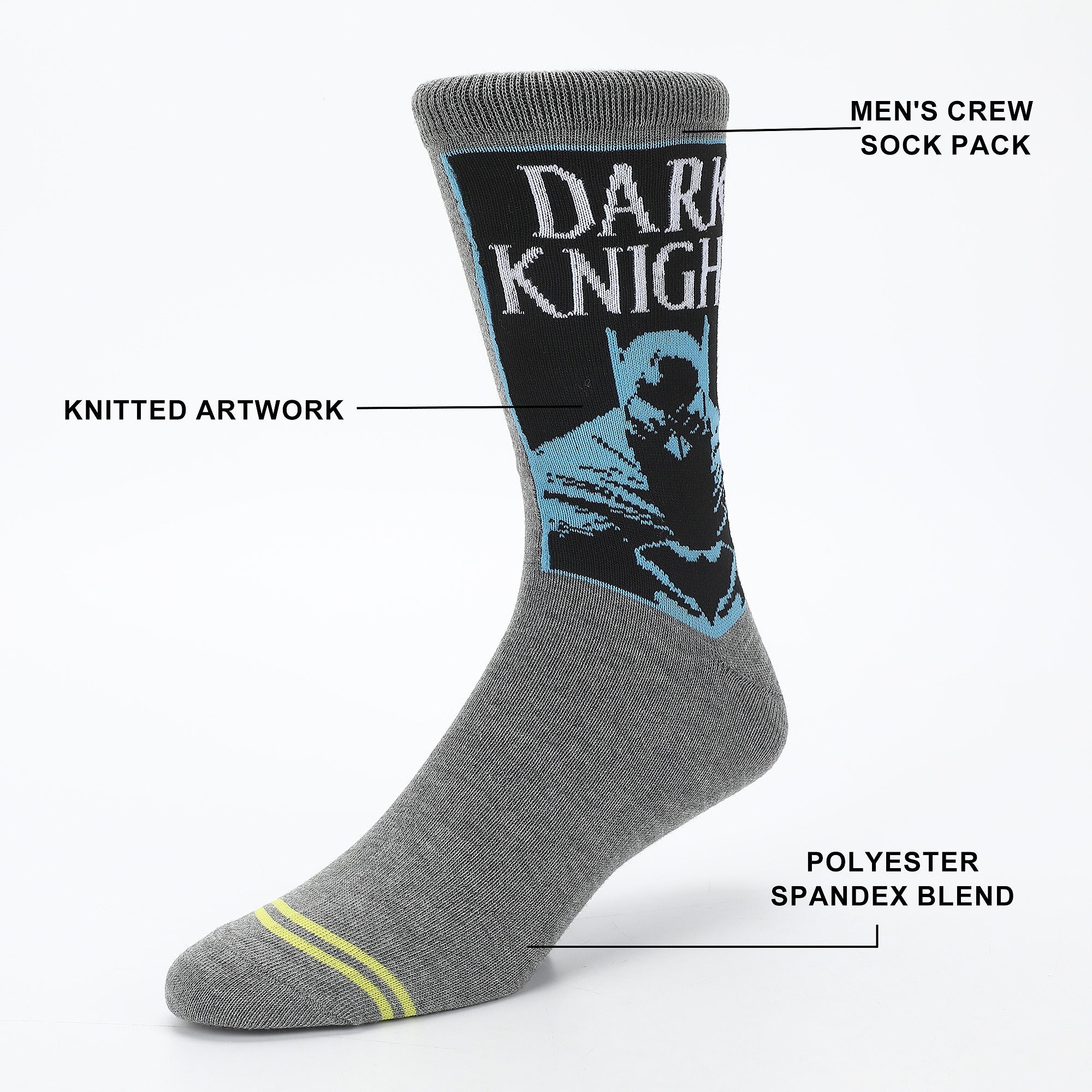 Batman Character & Logo Men’s 5-Pair Pack Crew Socks