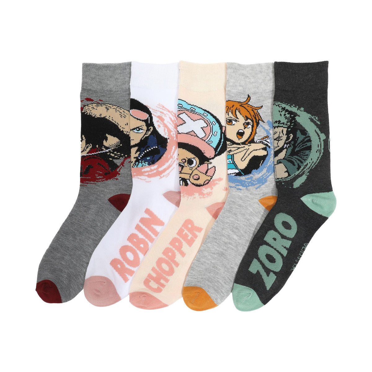 One Piece Characters Crew Socks 5 Pack for Men