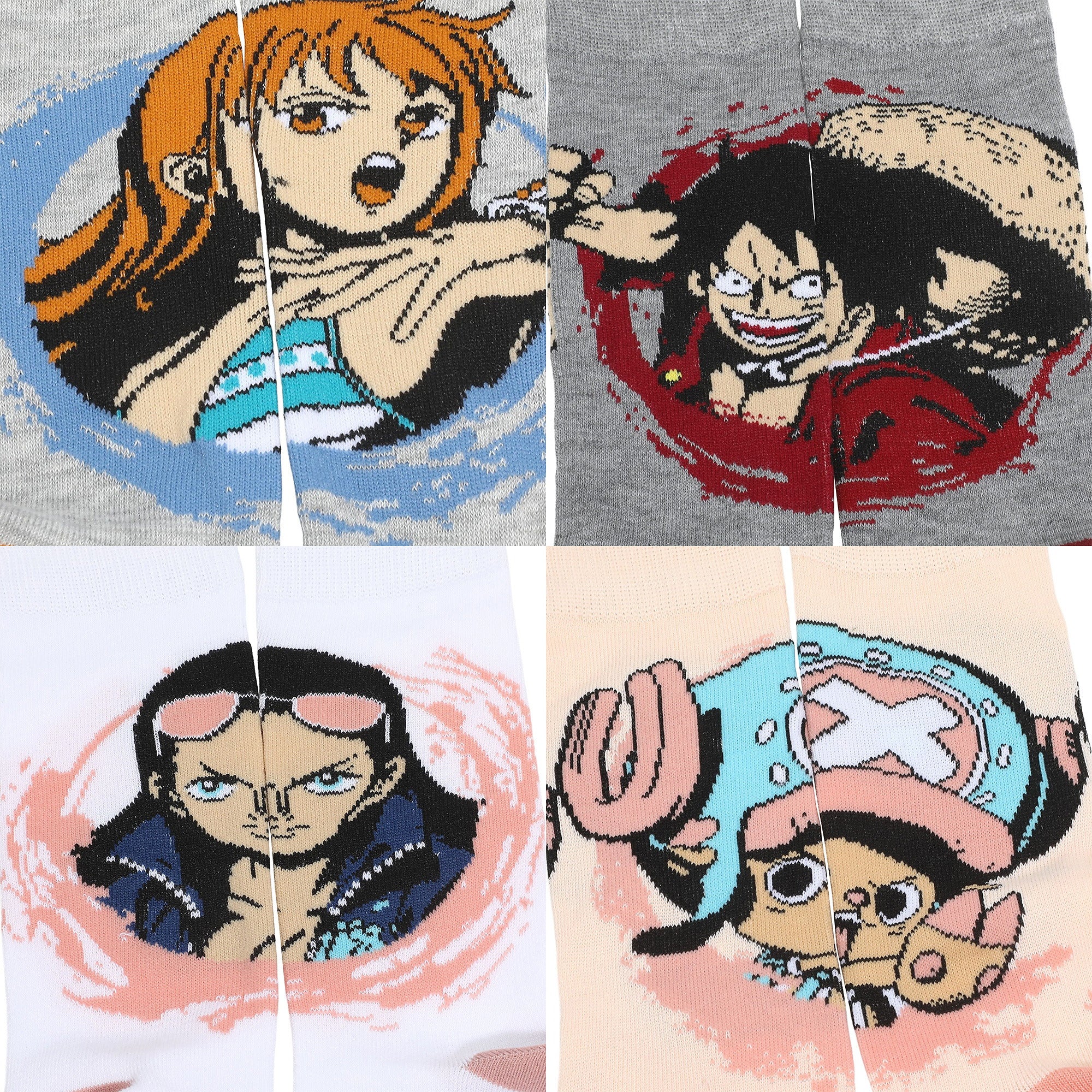 One Piece Characters Crew Socks 5 Pack for Men