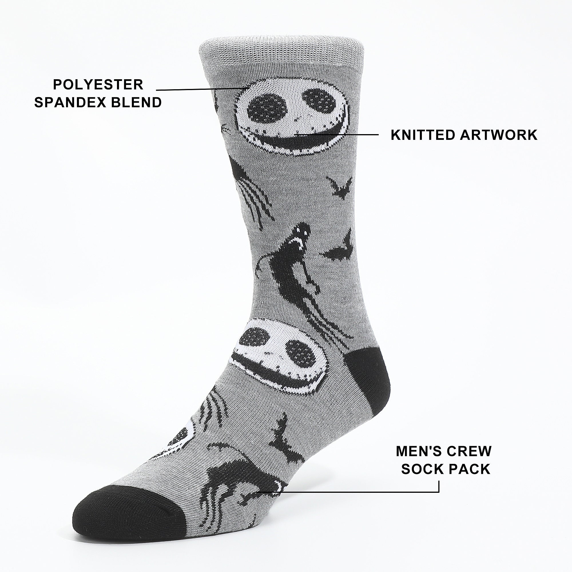 Nightmare Before Christmas Jack And Zero Crew Socks 5-Pack
