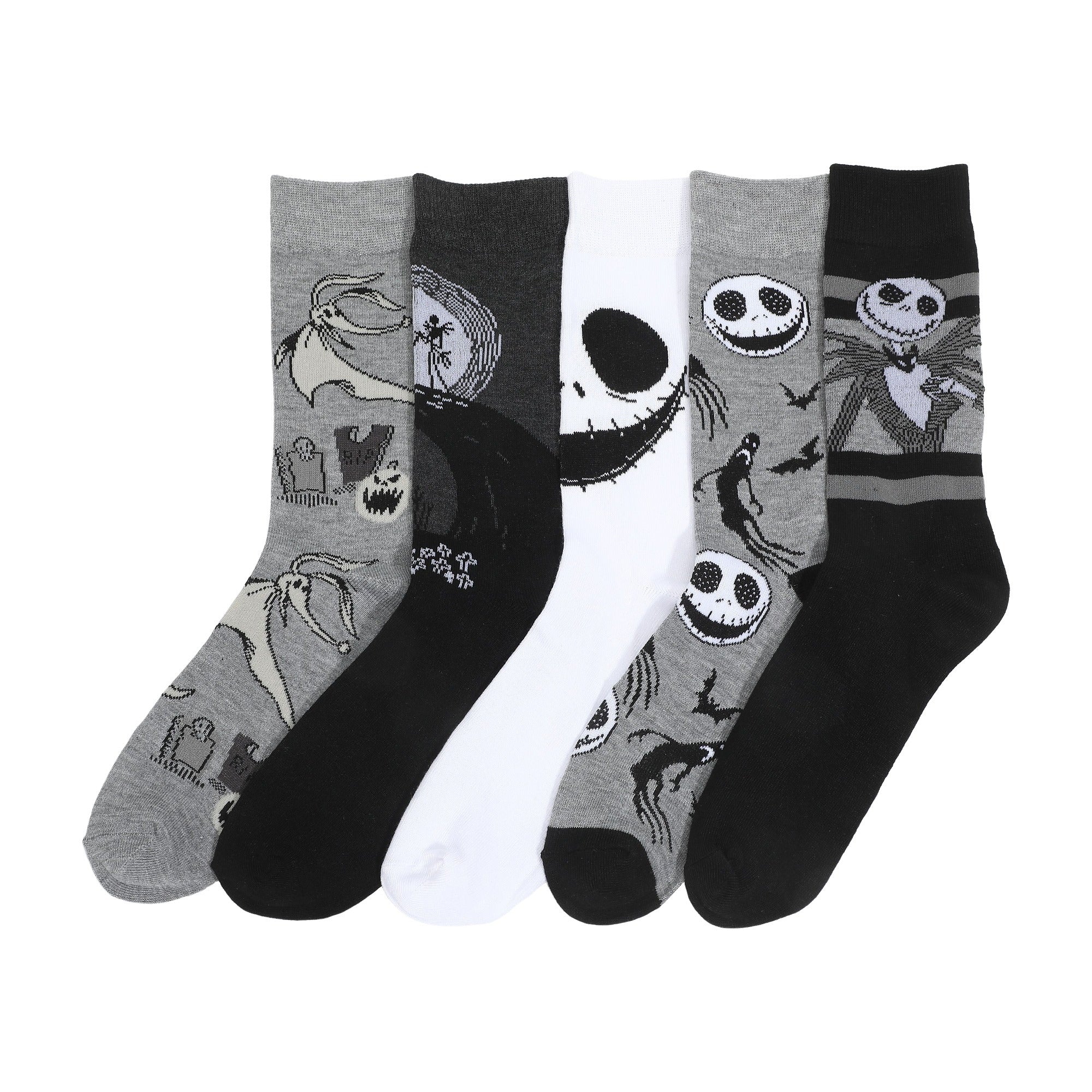 Nightmare Before Christmas Jack And Zero Crew Socks 5-Pack