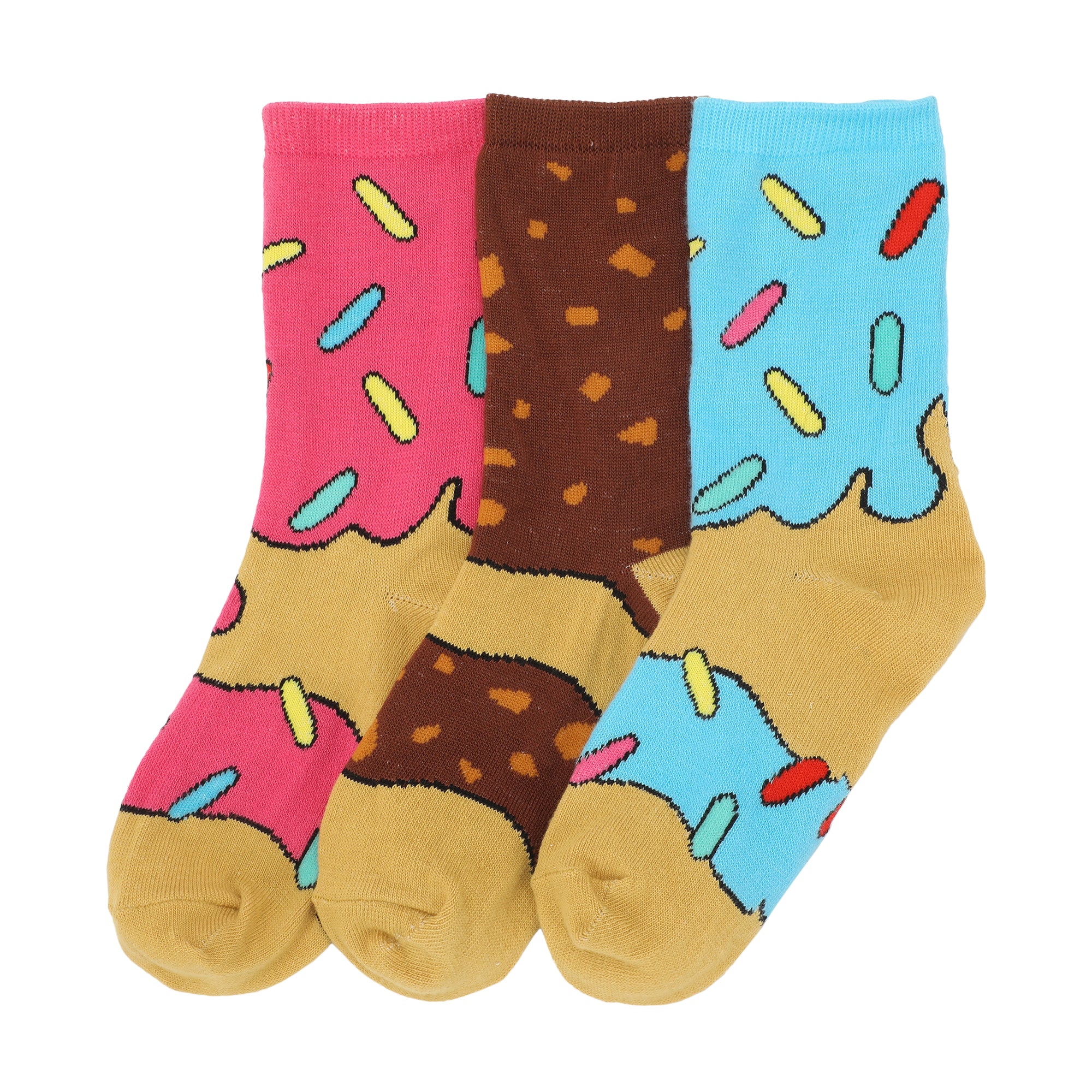 Frosted Donuts Youth 3-Pair Novelty Crew Socks