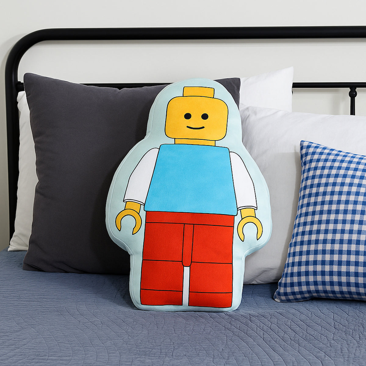 Official Lego Figure Shaped Cushion Pillow | Reversible Design Stuffed