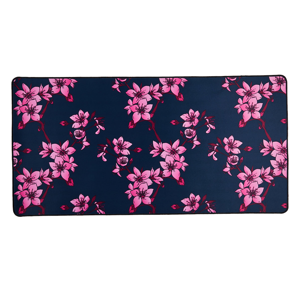 Pink Blossoms 31.5" x 15.5" Navy Desk Mat