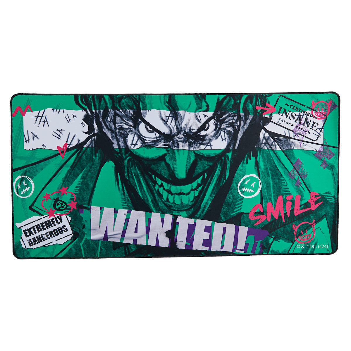 Batman Joker Wanted Sketch 31.5" x 15.5" Green Desk Mat