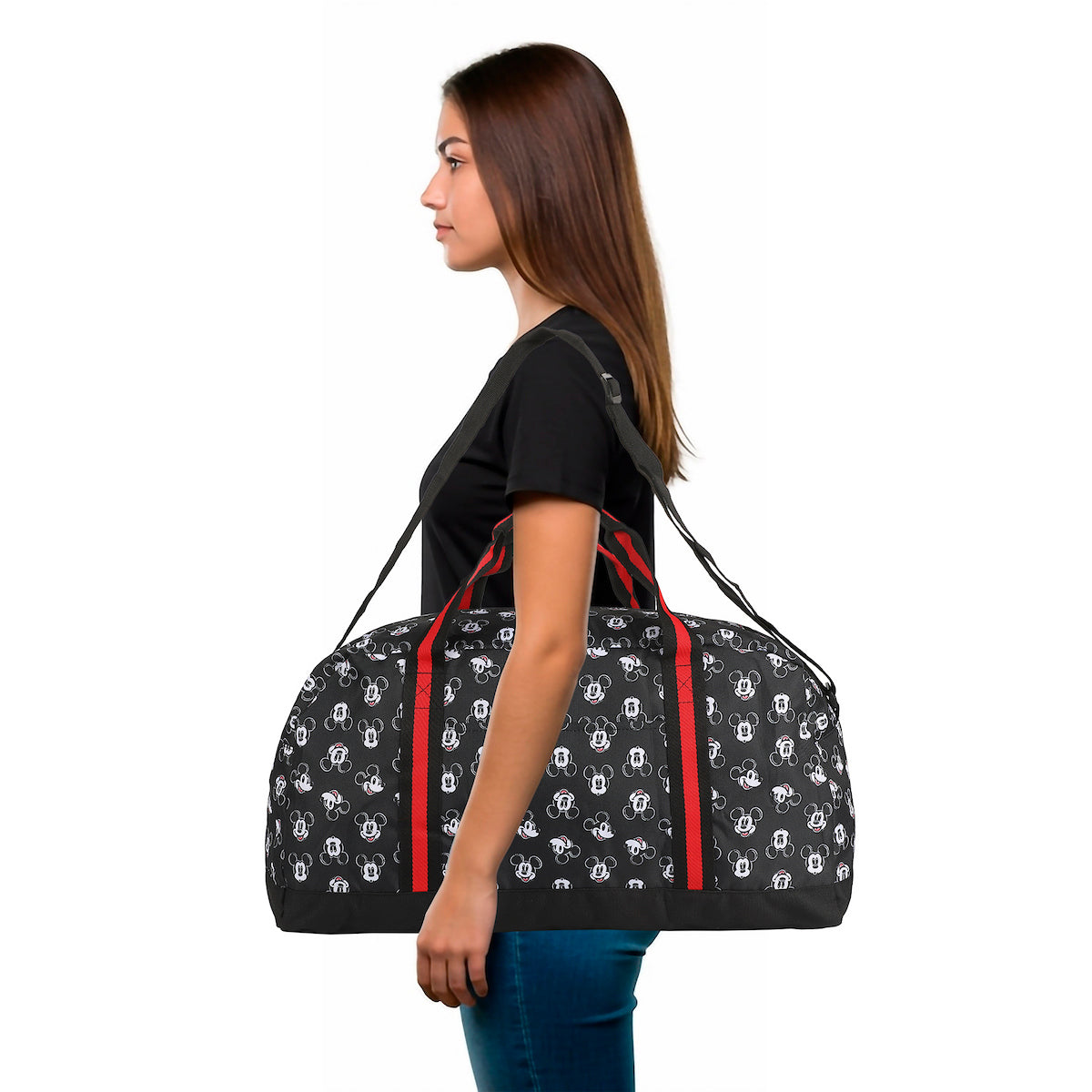 Disney Mickey Mouse Faces All-Over Print Black 21" Packable Duffel