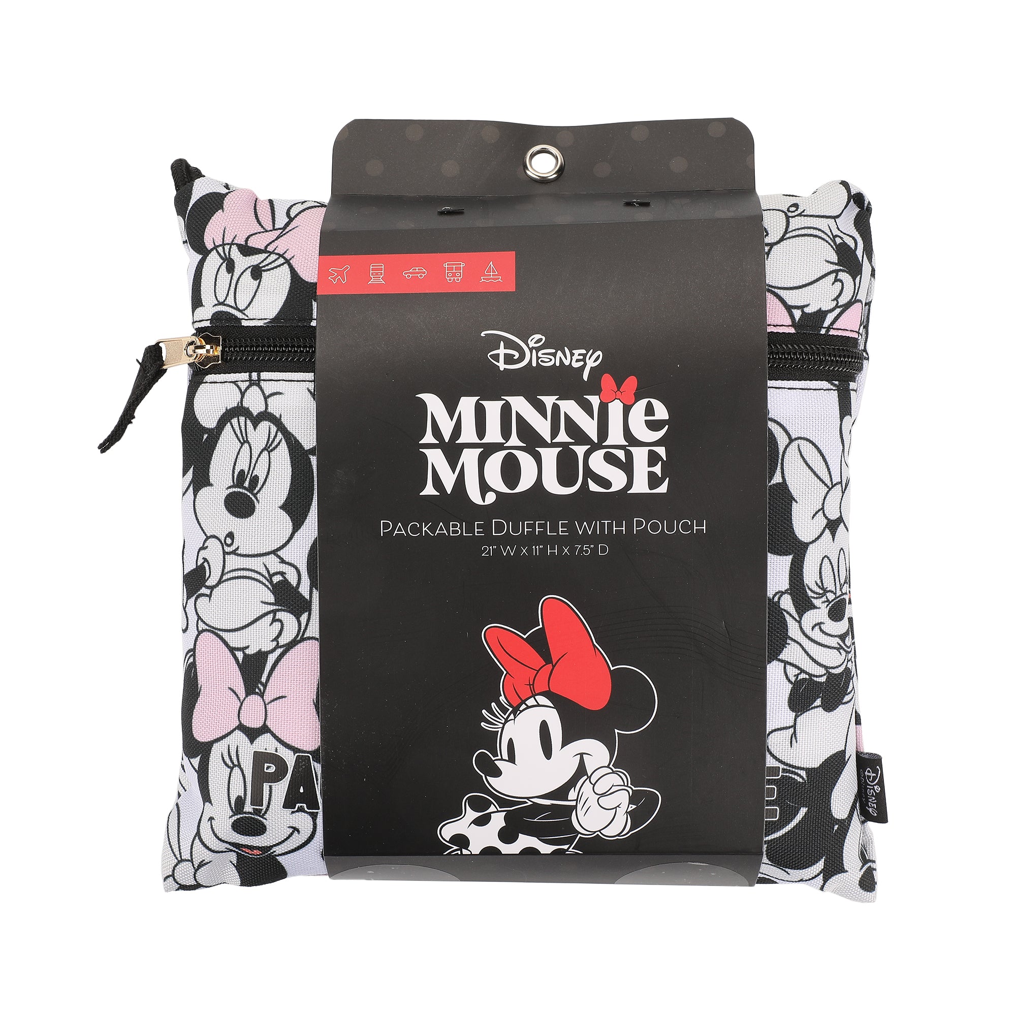 Disney Minnie Mouse All-Over Print White 21” Packable Duffel