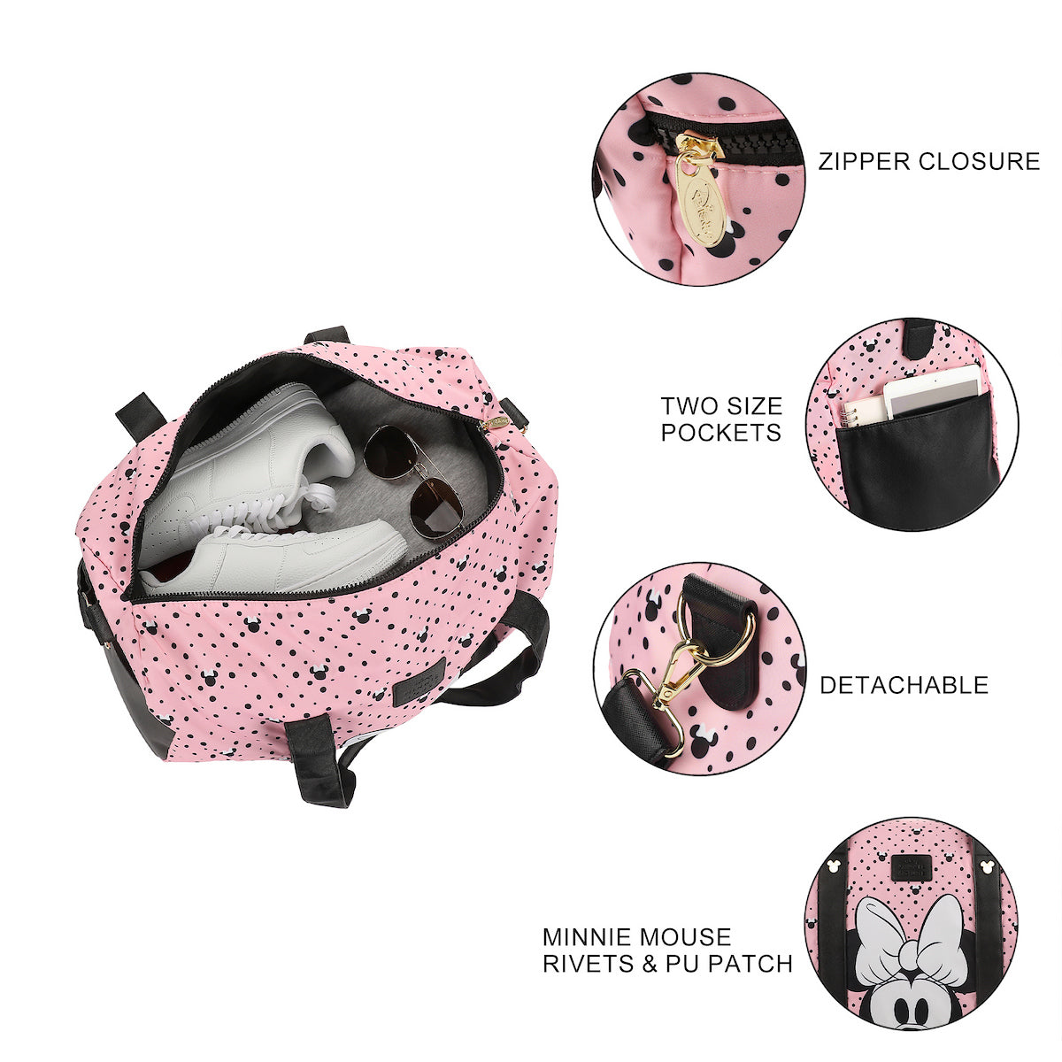 Disney Minnie Mouse Peek-A-Boo Minnie Pink 20" Duffel Bag
