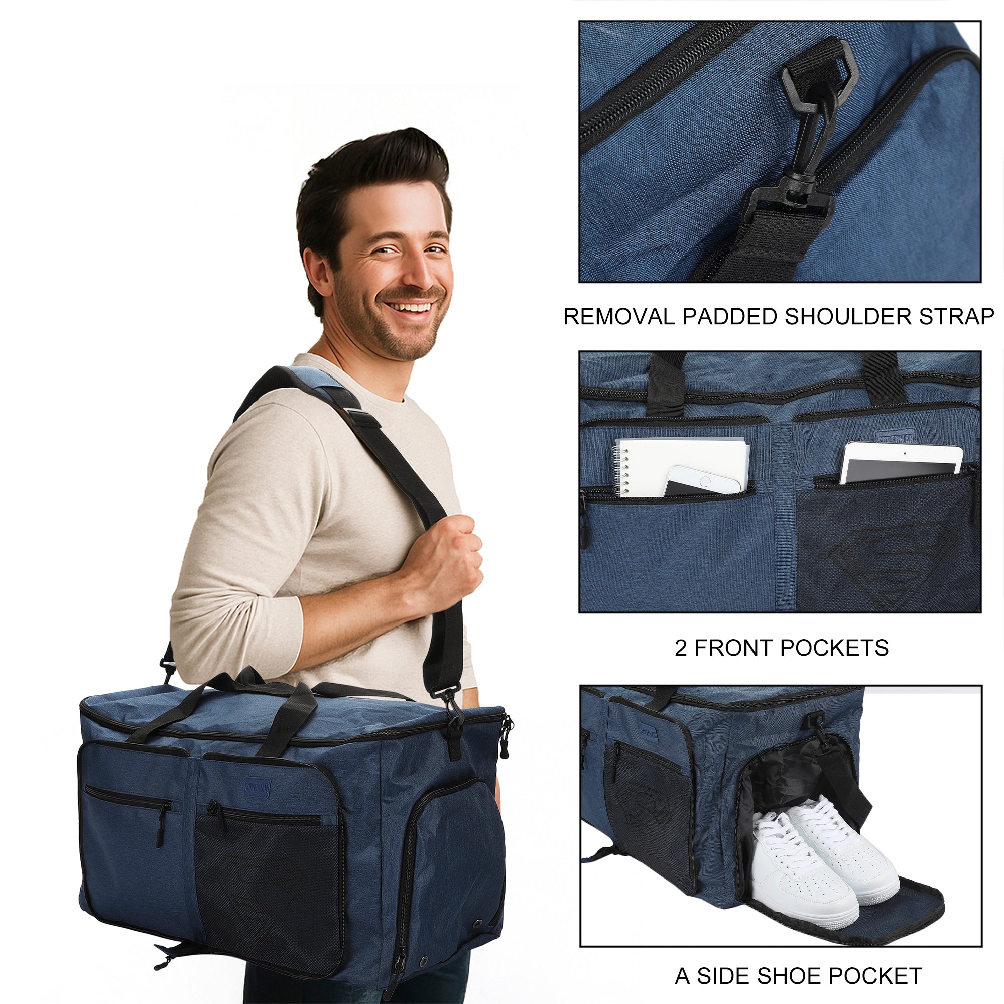 Superman Logo Blue 24” Packable Travel Duffle