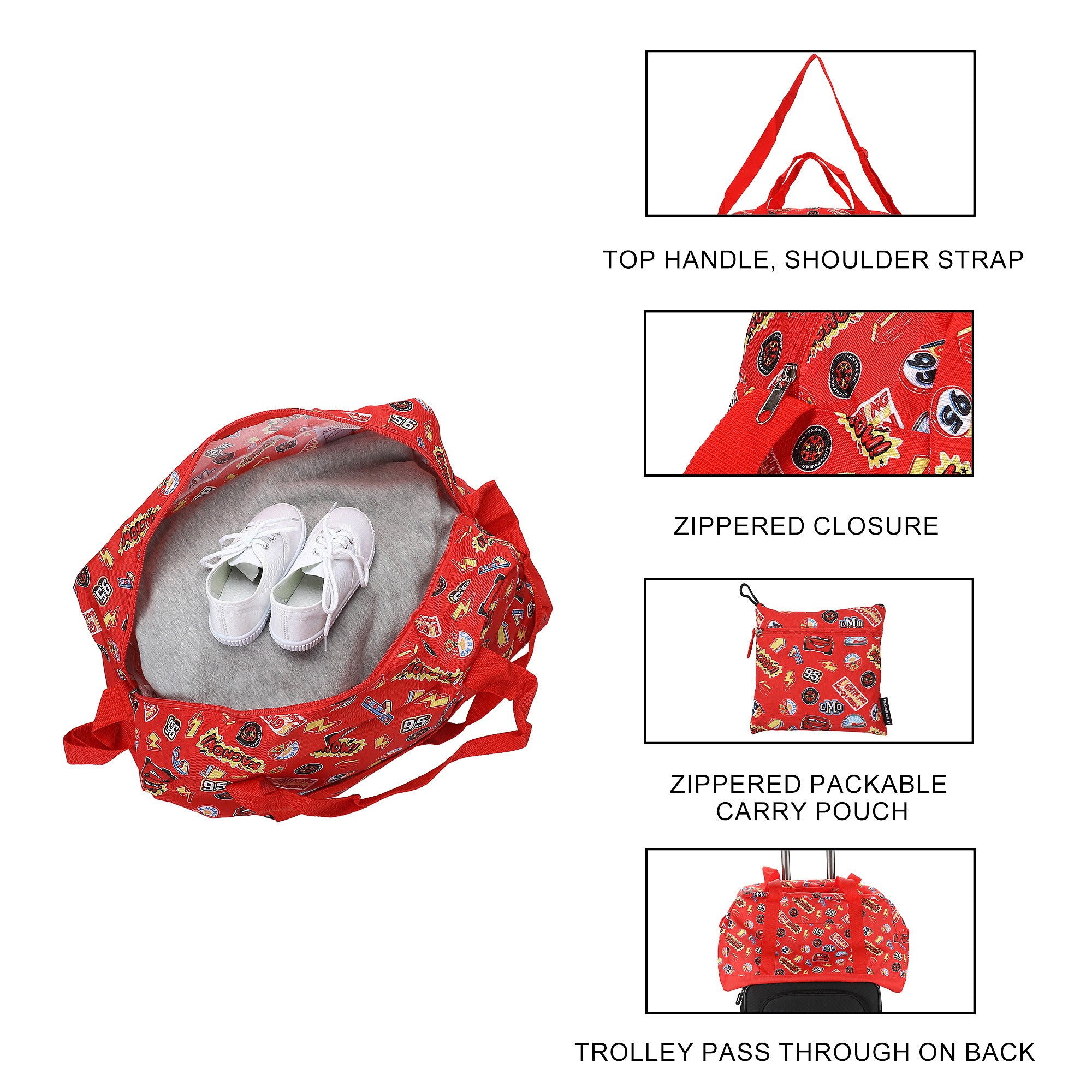 Cars Lightning McQueen AOP Packable Duffle Bag for Travel