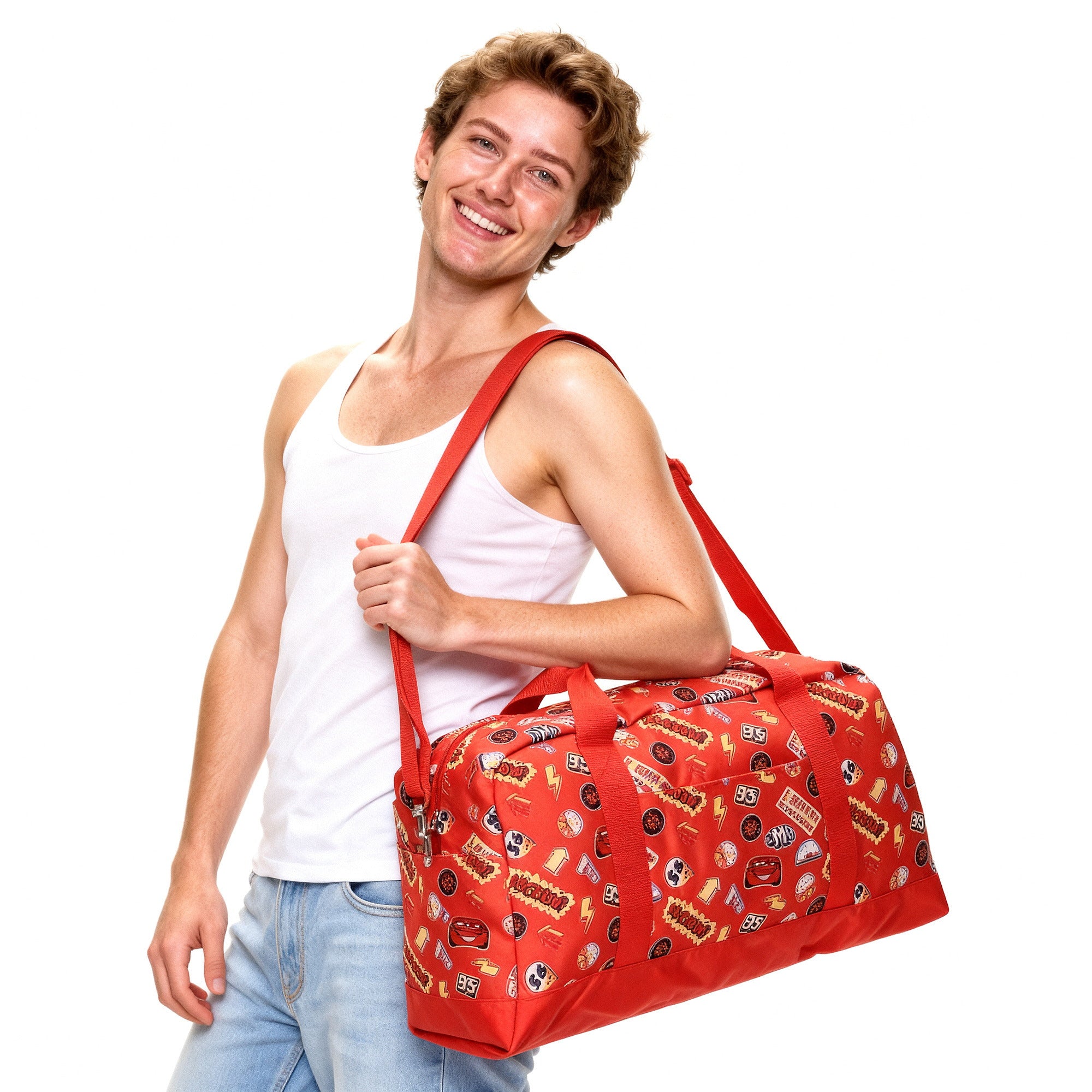 Cars Lightning McQueen AOP Packable Duffle Bag for Travel