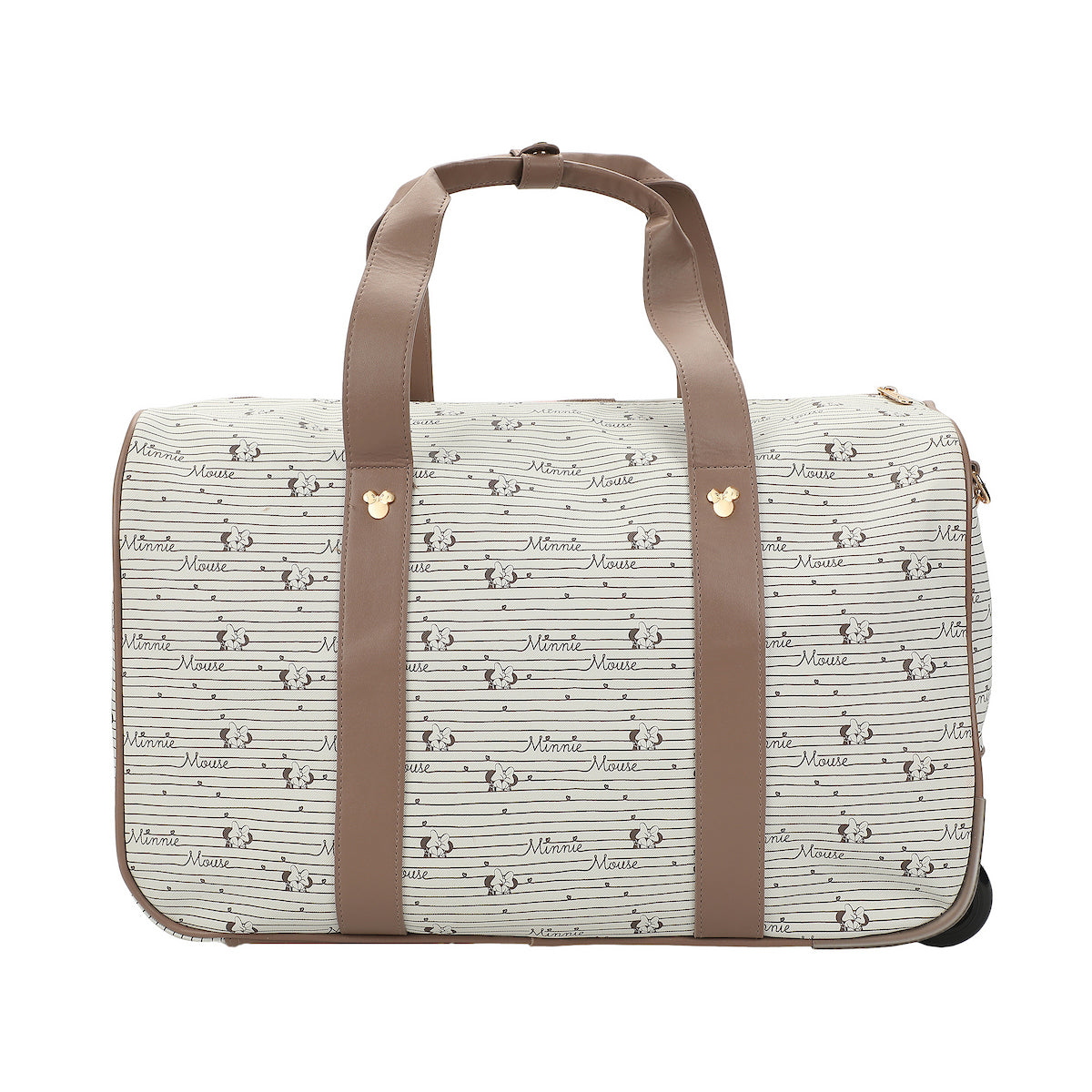 Disney Minnie Mouse Character art & Emblems Taupe 18" Rolling Duffle Bag