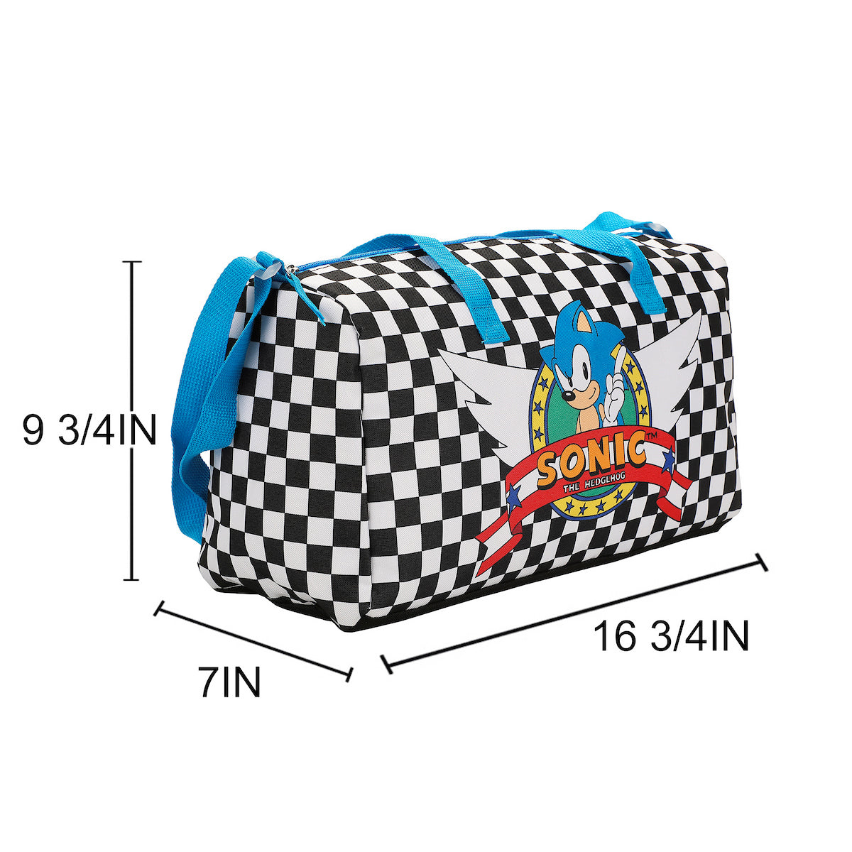 Sonic The Hedgehog Classic 5-Pc Duffle Bag, Utility Case, Water Bottle, Key Chain and Carabiner