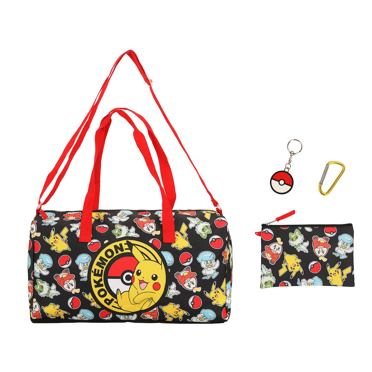 Pokémon Half Poké Ball & Character Print 5-Piece Duffel Bag Set