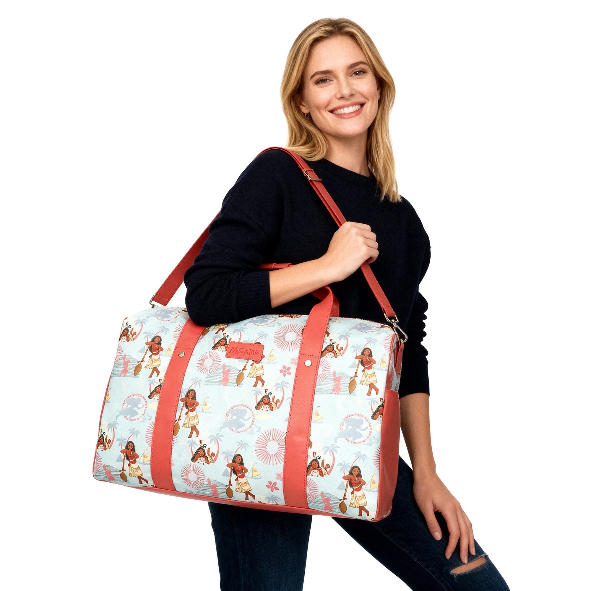 Moana All-Over Character Print Pink 18” Duffel Bag