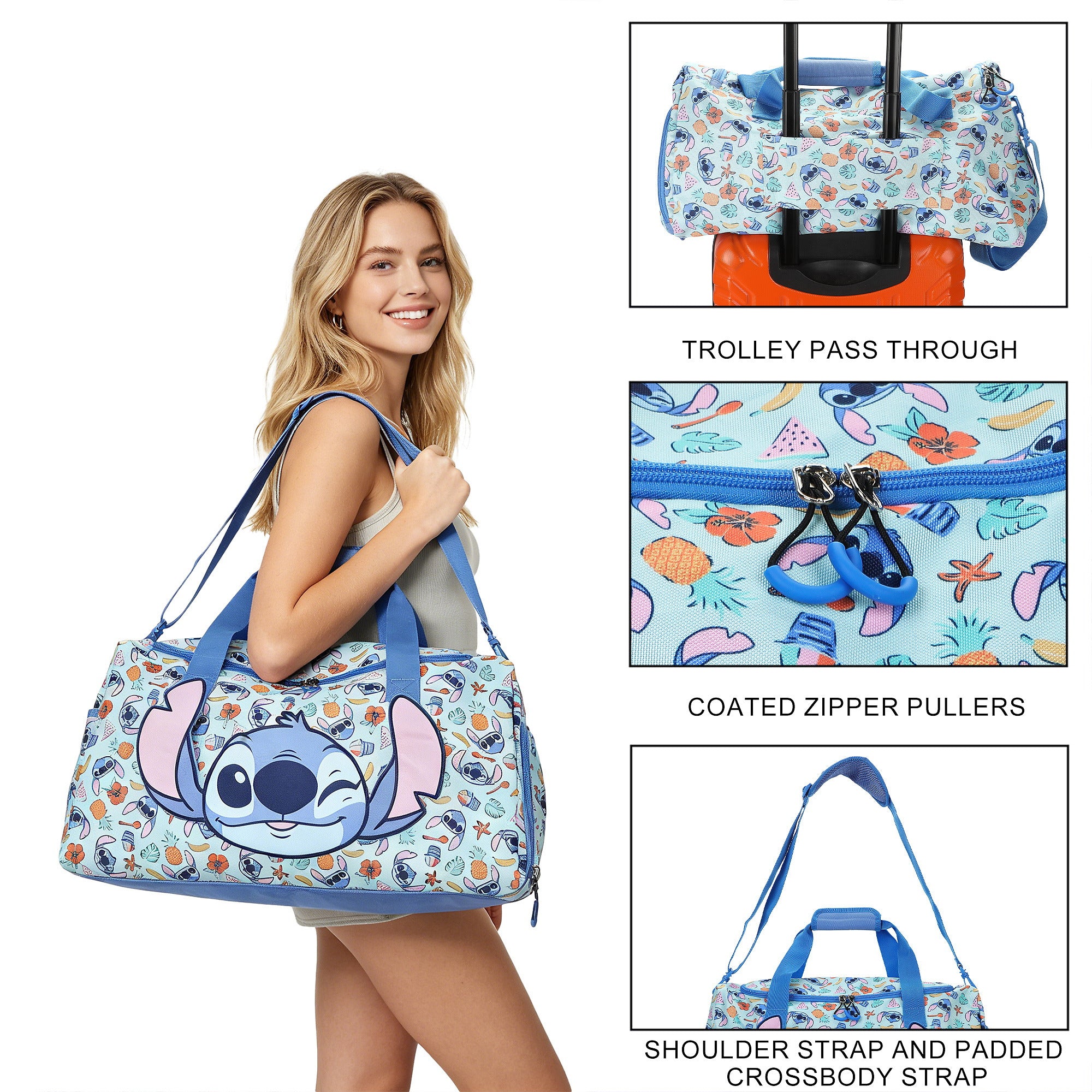 Lilo & Stitch Beach Print Blue 20” Duffel Bag