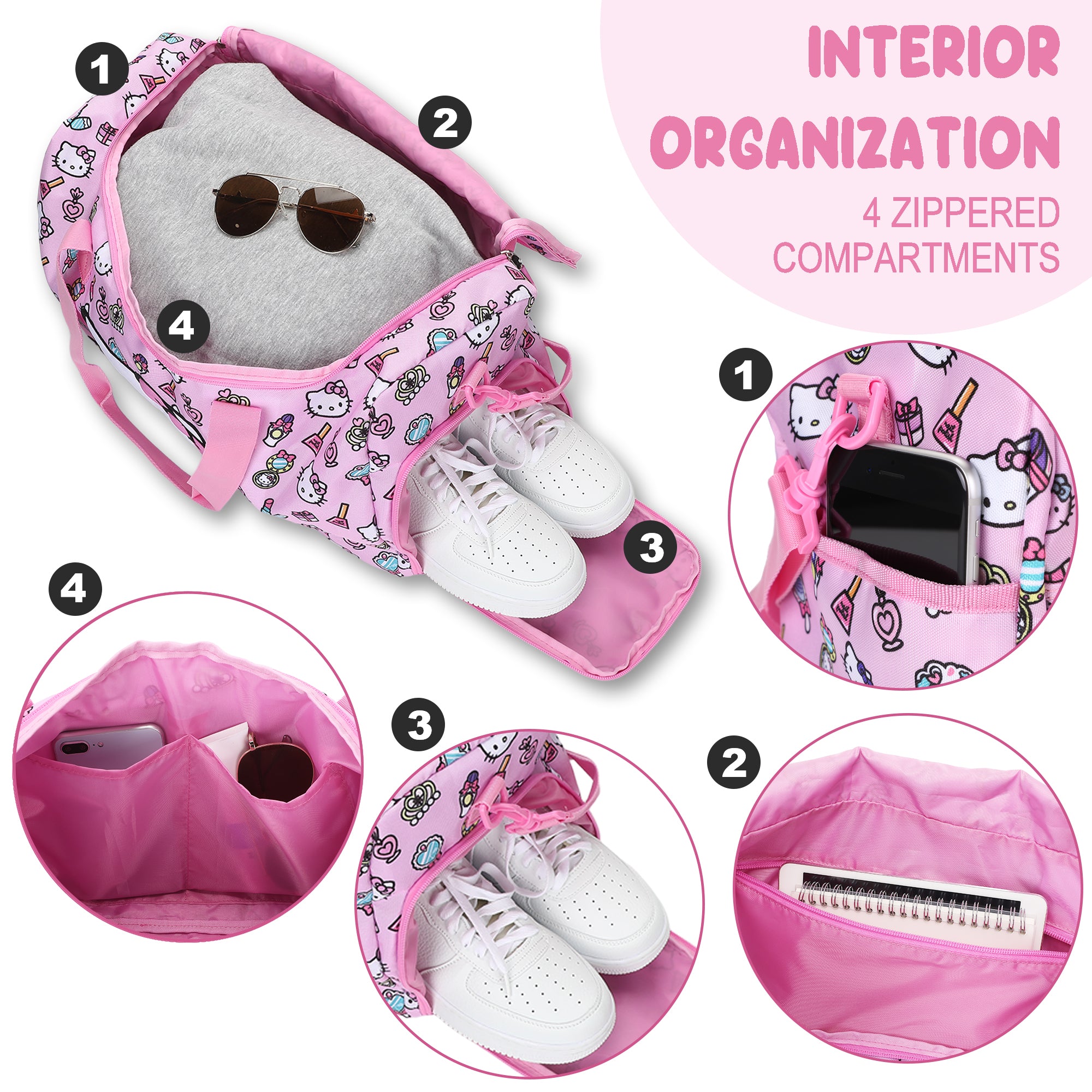 Hello Kitty Core 20" Duffle Bag For Kids Travel