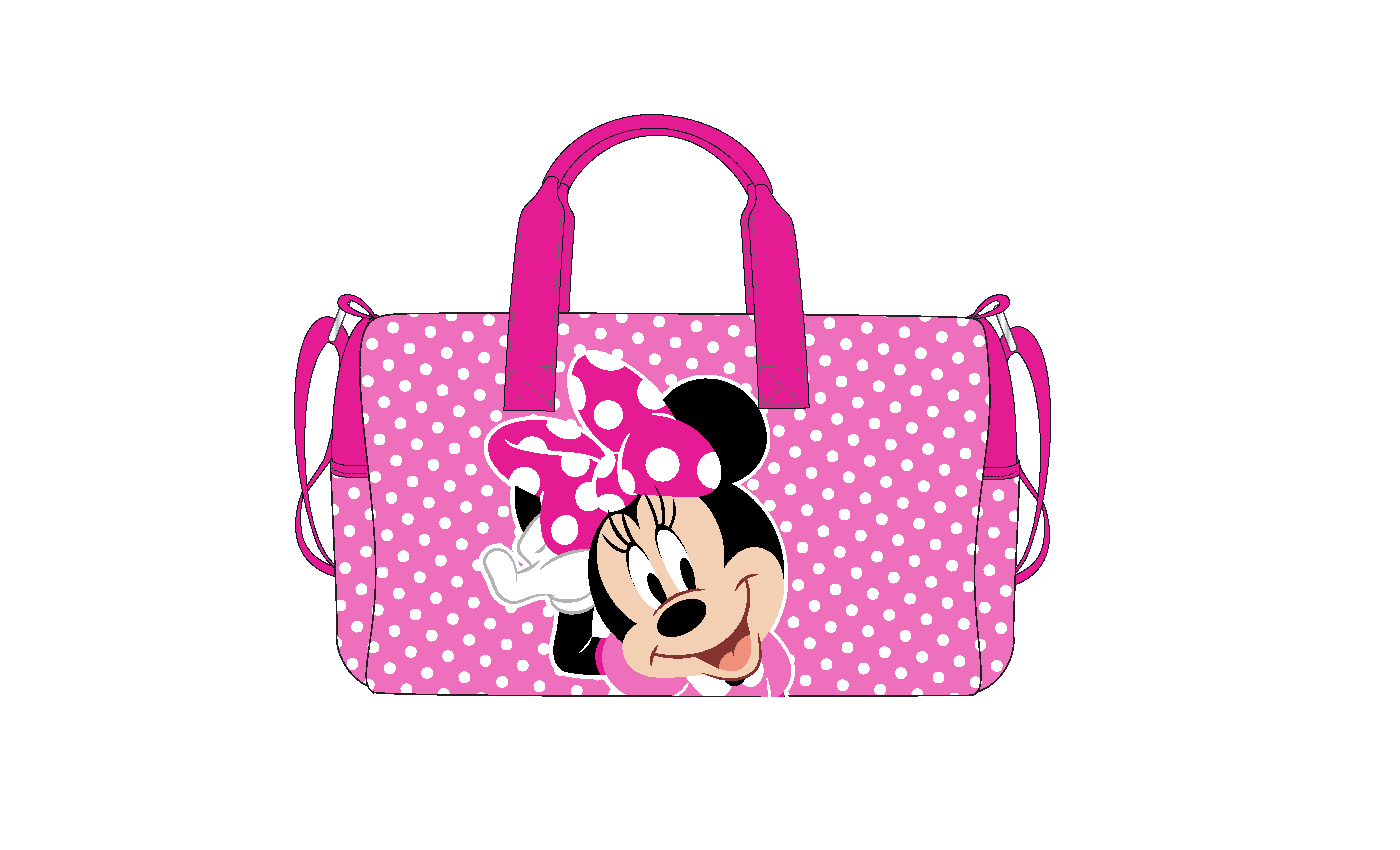 Minnie Mouse Classic Character Pose Pink Polka Dotted 20” Duffel Bag