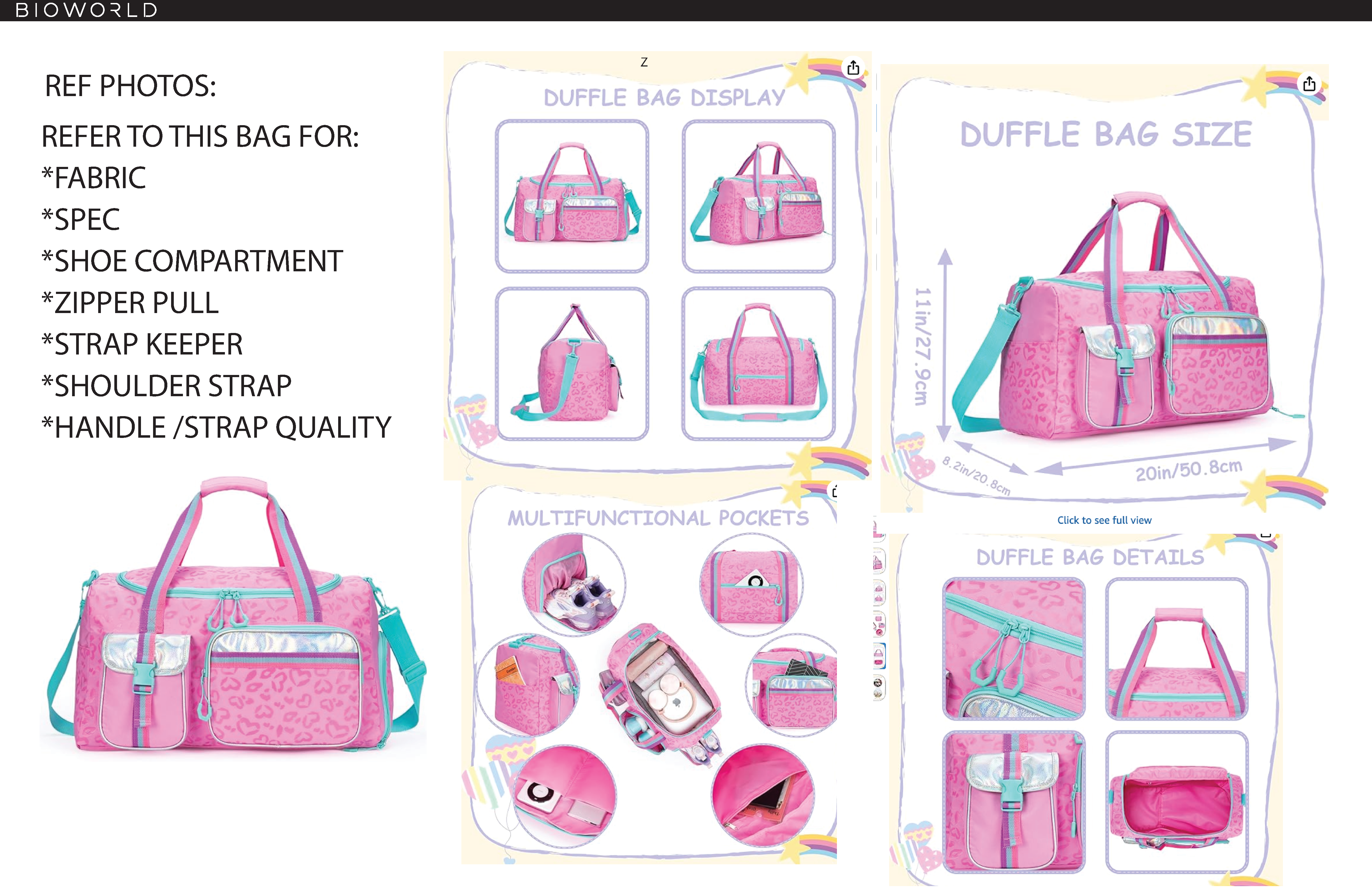 Minnie Mouse Classic Character Pose Pink Polka Dotted 20” Duffel Bag