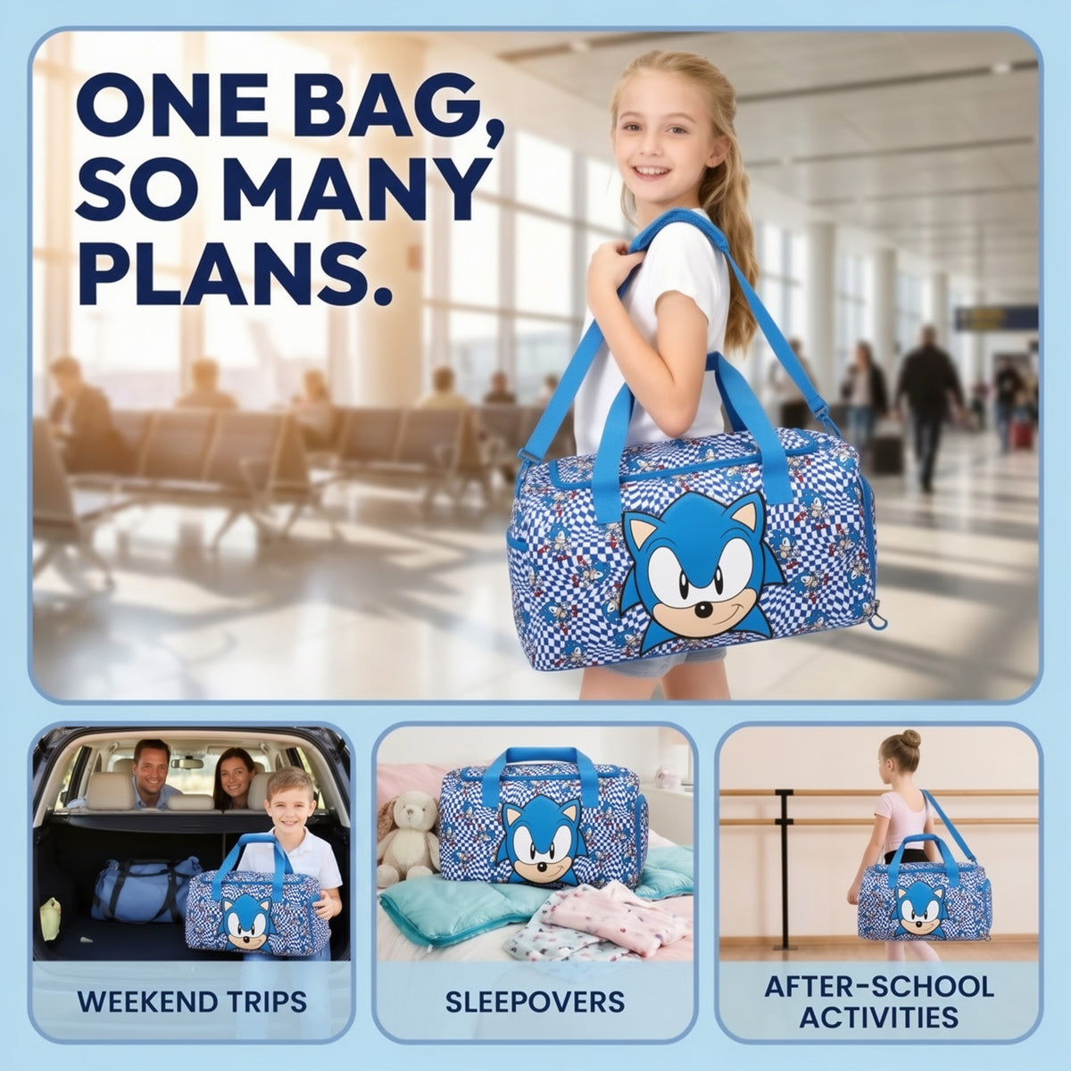 Sonic The Hedgehog Classic Duffle Bag with Shoe Compartment