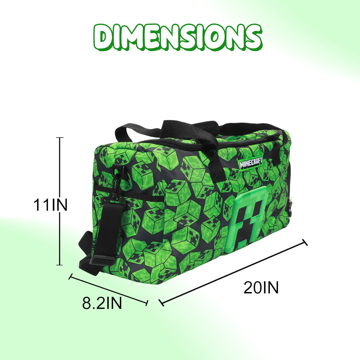 Minecraft Creeper Face Green Youth 20" Duffel Bag