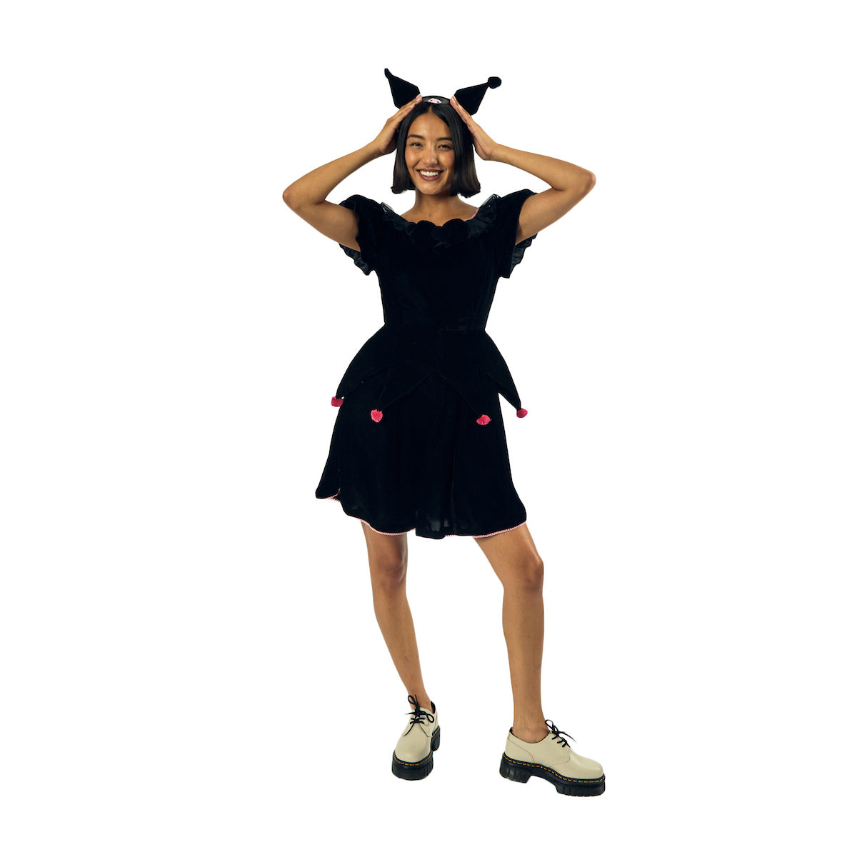 Kuromi Women's Black Cosplay Dress With Matching Headband